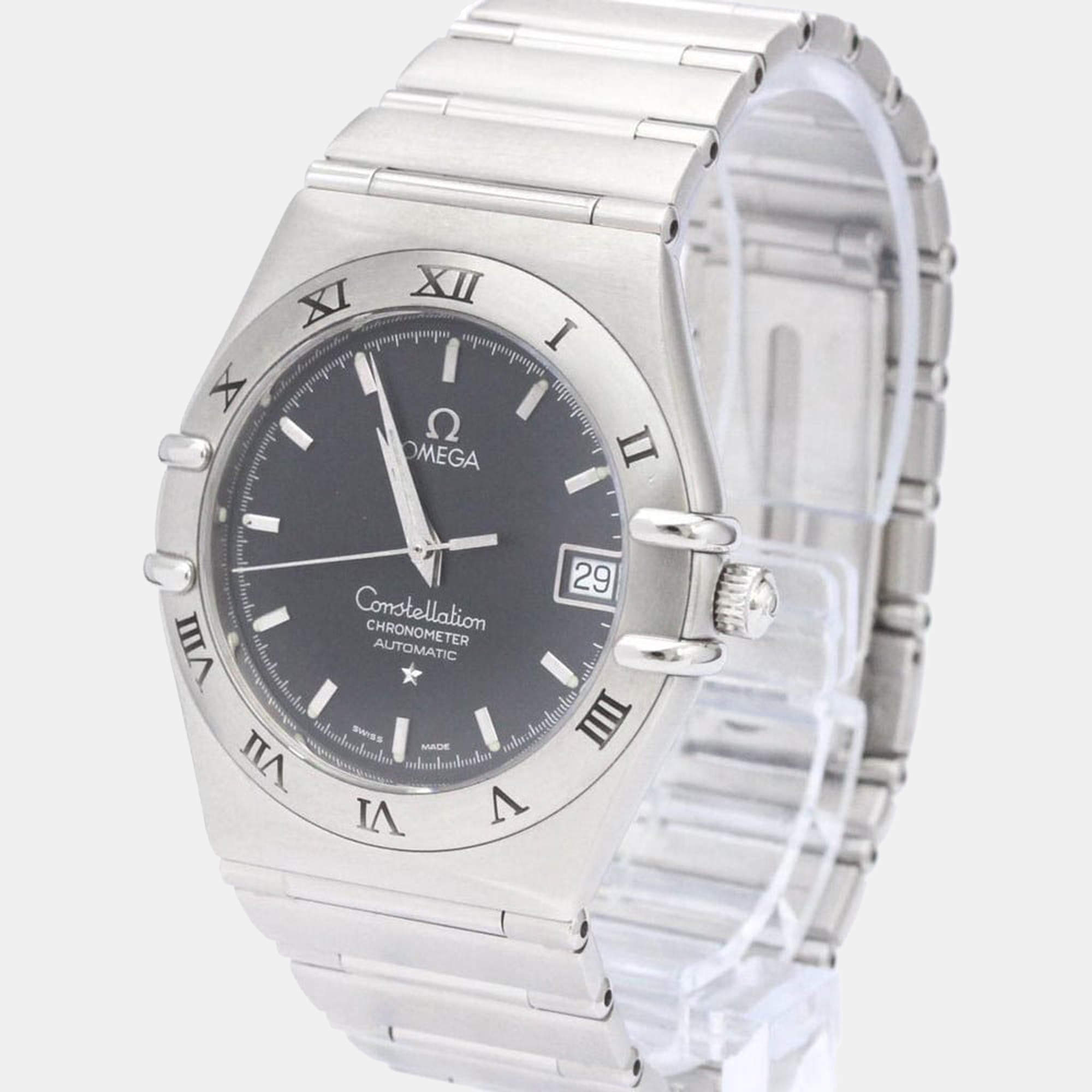 Pre Owned Omega Grey Stainless Steel Constellation 1502.40 Automatic Men's Wristwatch 35 mm