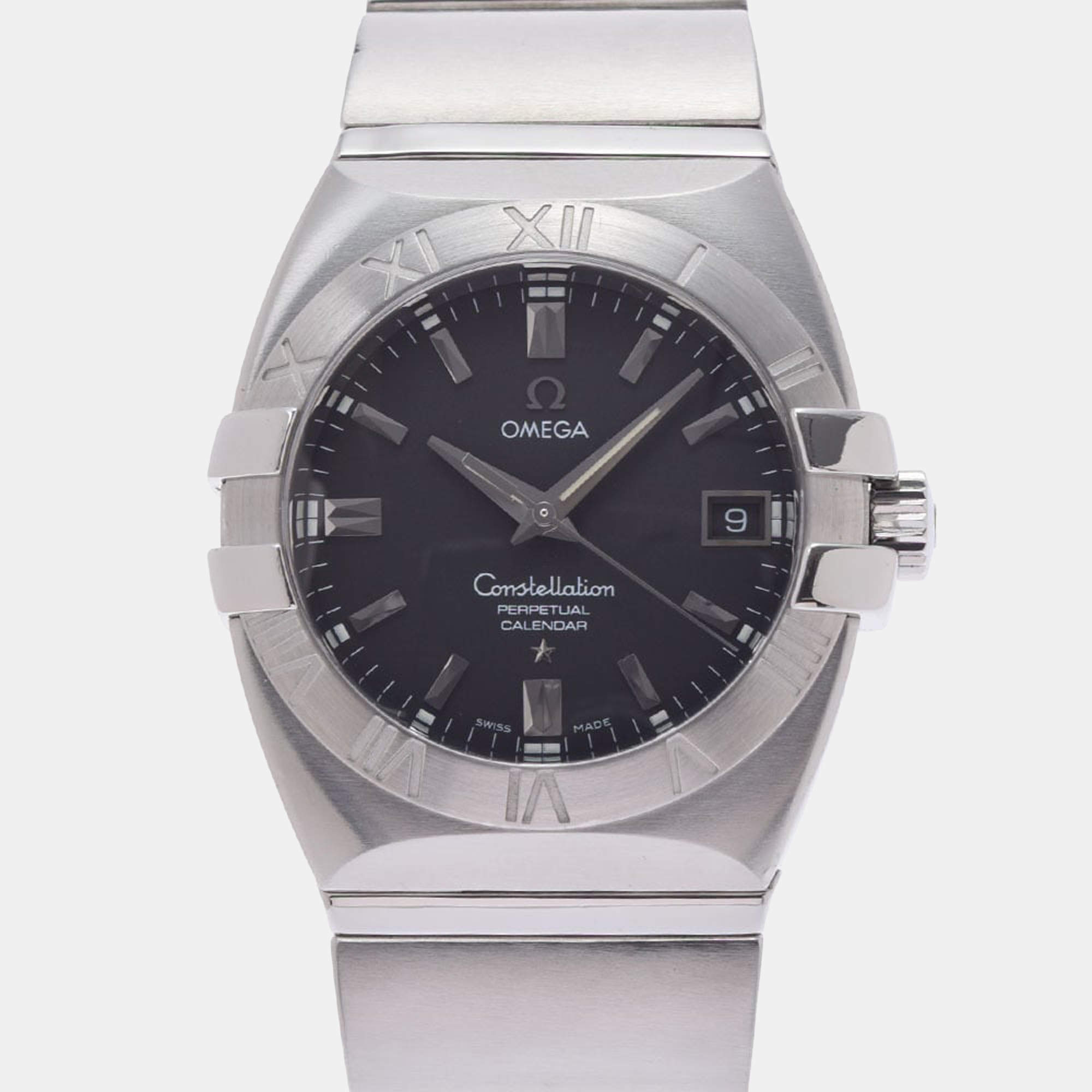 Omega Black Stainless Steel Constellation 1531.51 Men's Wristwatch 37 mm