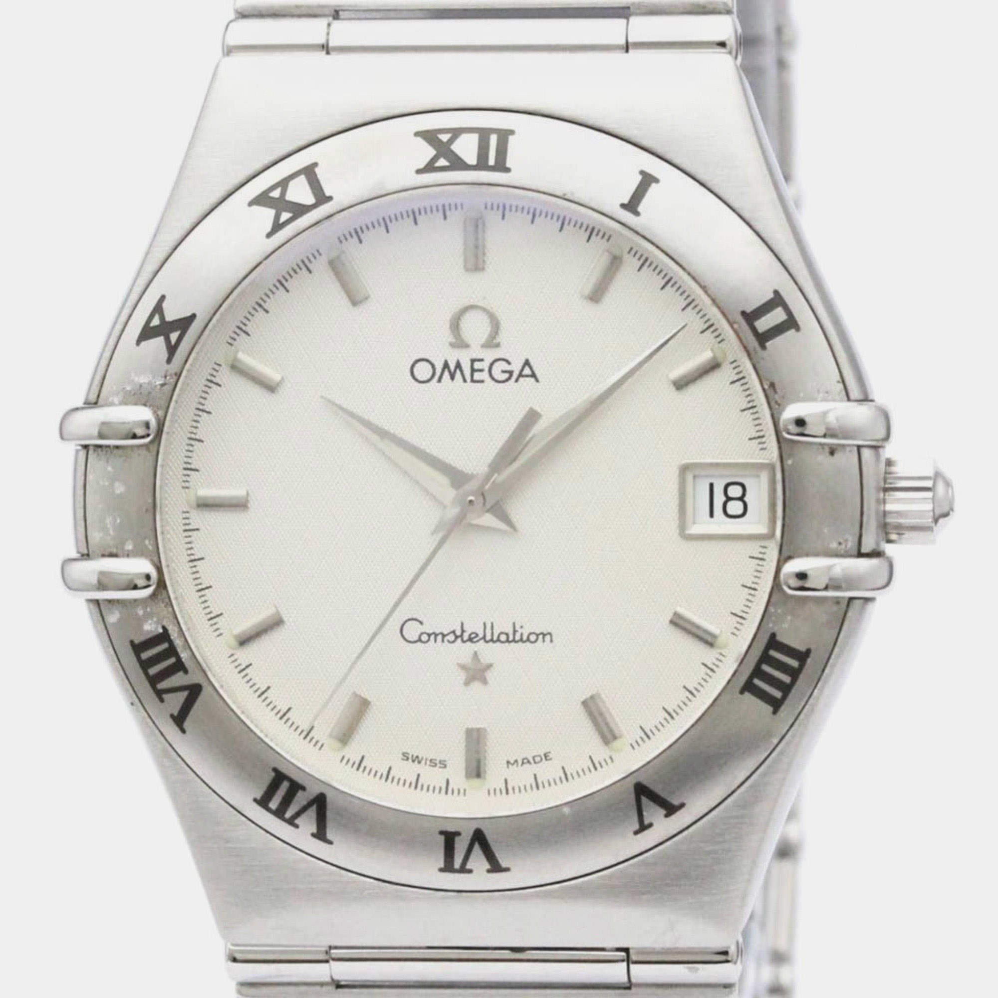 Omega Silver Stainless Steel Constellation 1512.30 Quartz Men's Wristwatch 33 mm