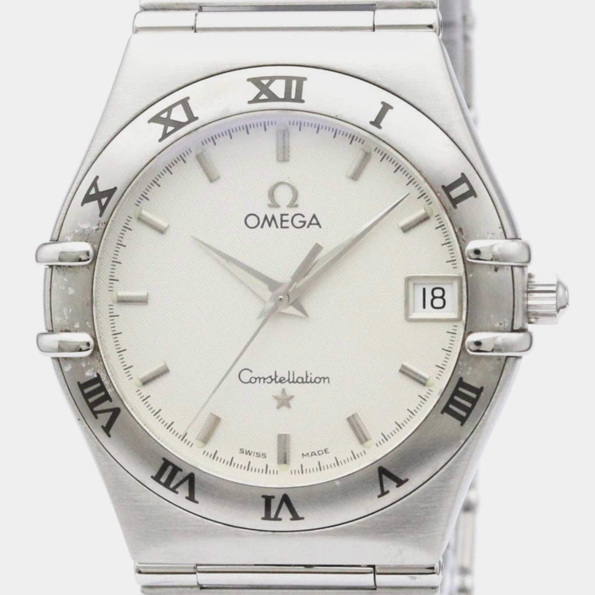 Pre Owned Omega Silver Stainless Steel Constellation 1512.30 Quartz Men's Wristwatch 33 mm