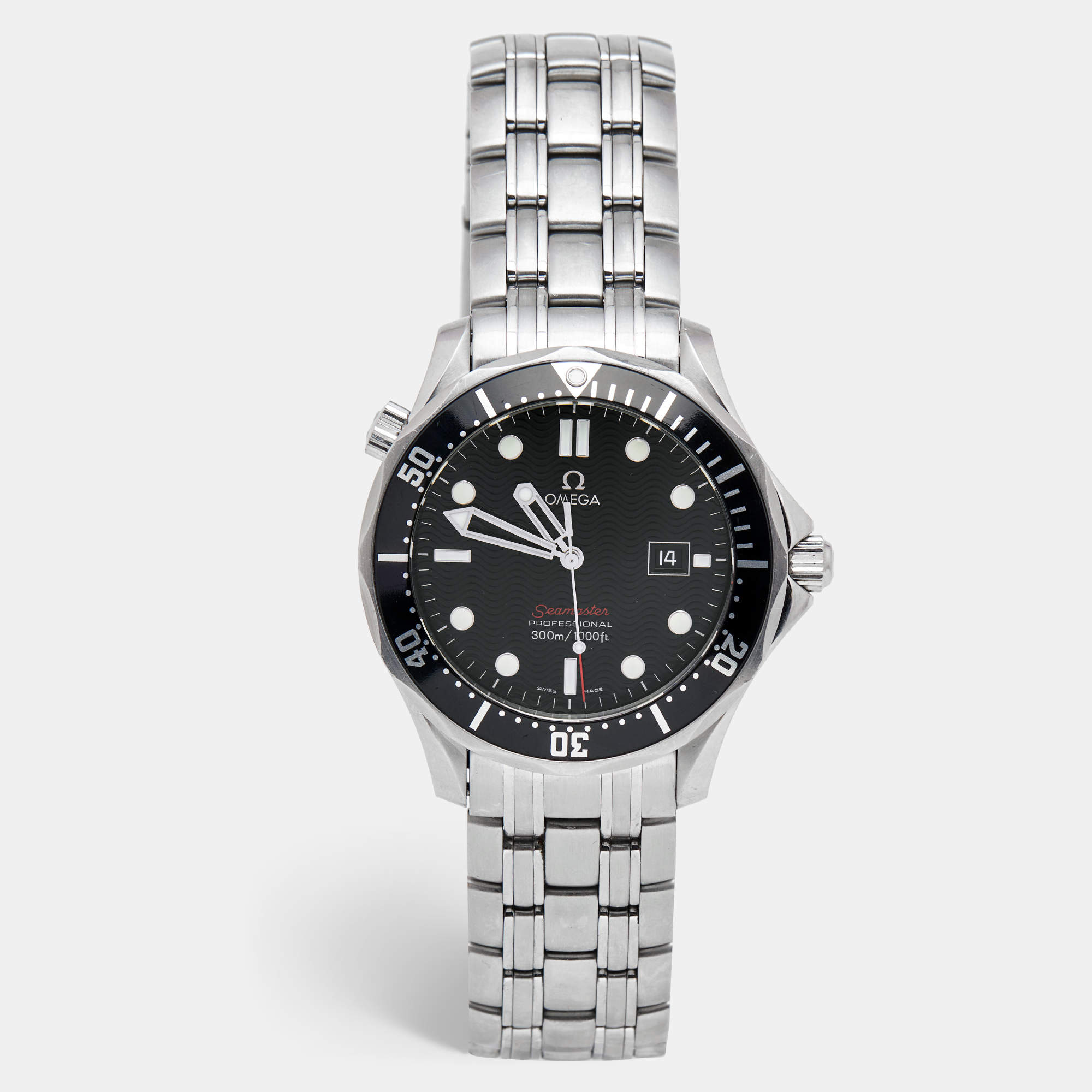 Omega Black Stainless Steel Seamaster 212.30.41.61.01.001 Men's Wristwatch 41 mm