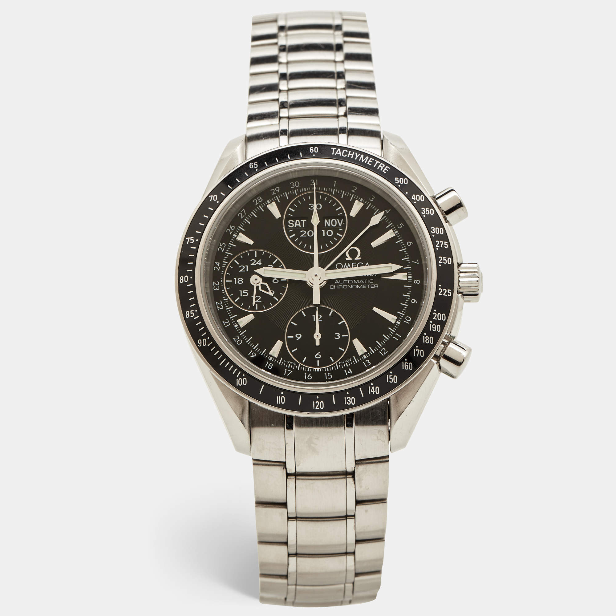 Omega Black Stainless Steel Speedmaster Date/Day-Date Chronograph  3220.50.00 Men's Wristwatch 40 mm Omega | TLC