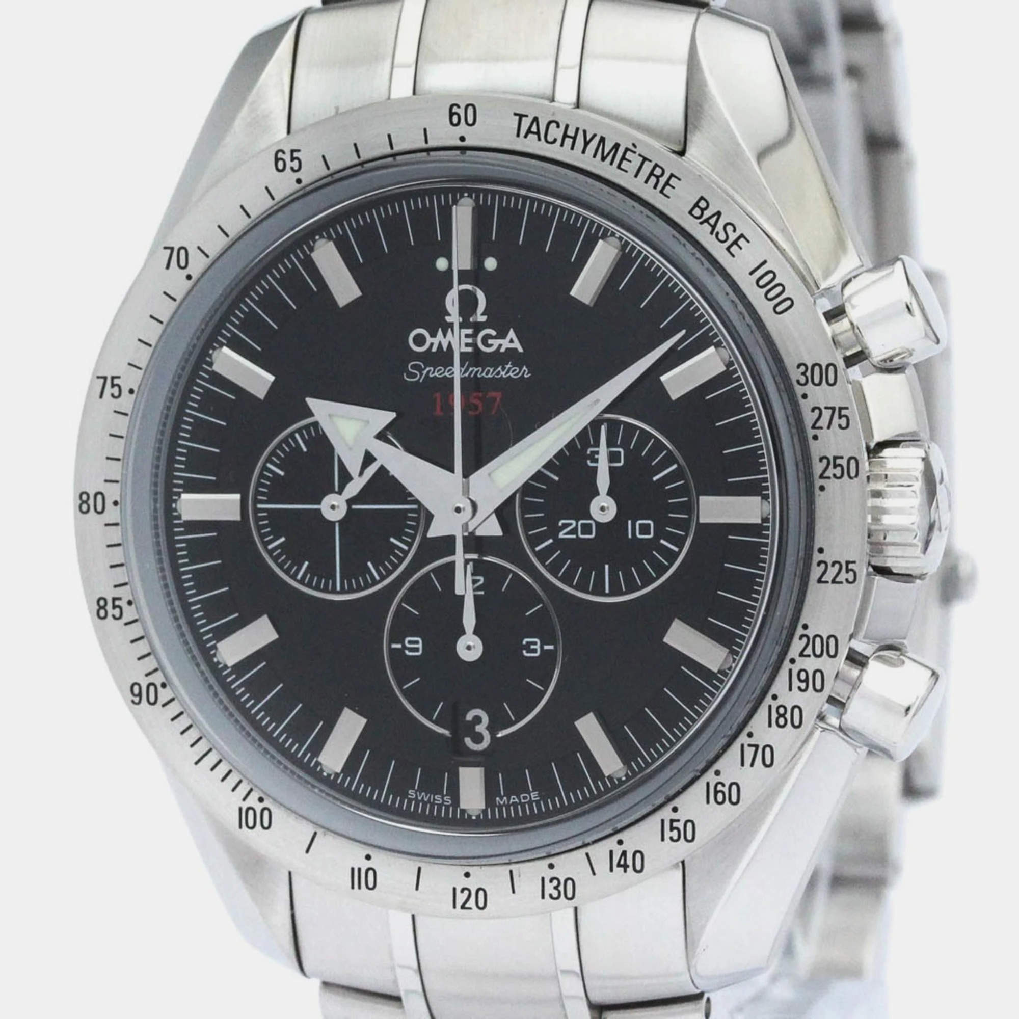 Omega Black Stainless Steel Speedmaster 321.10.42.50.01.001 Automatic Men's Wristwatch 42 mm