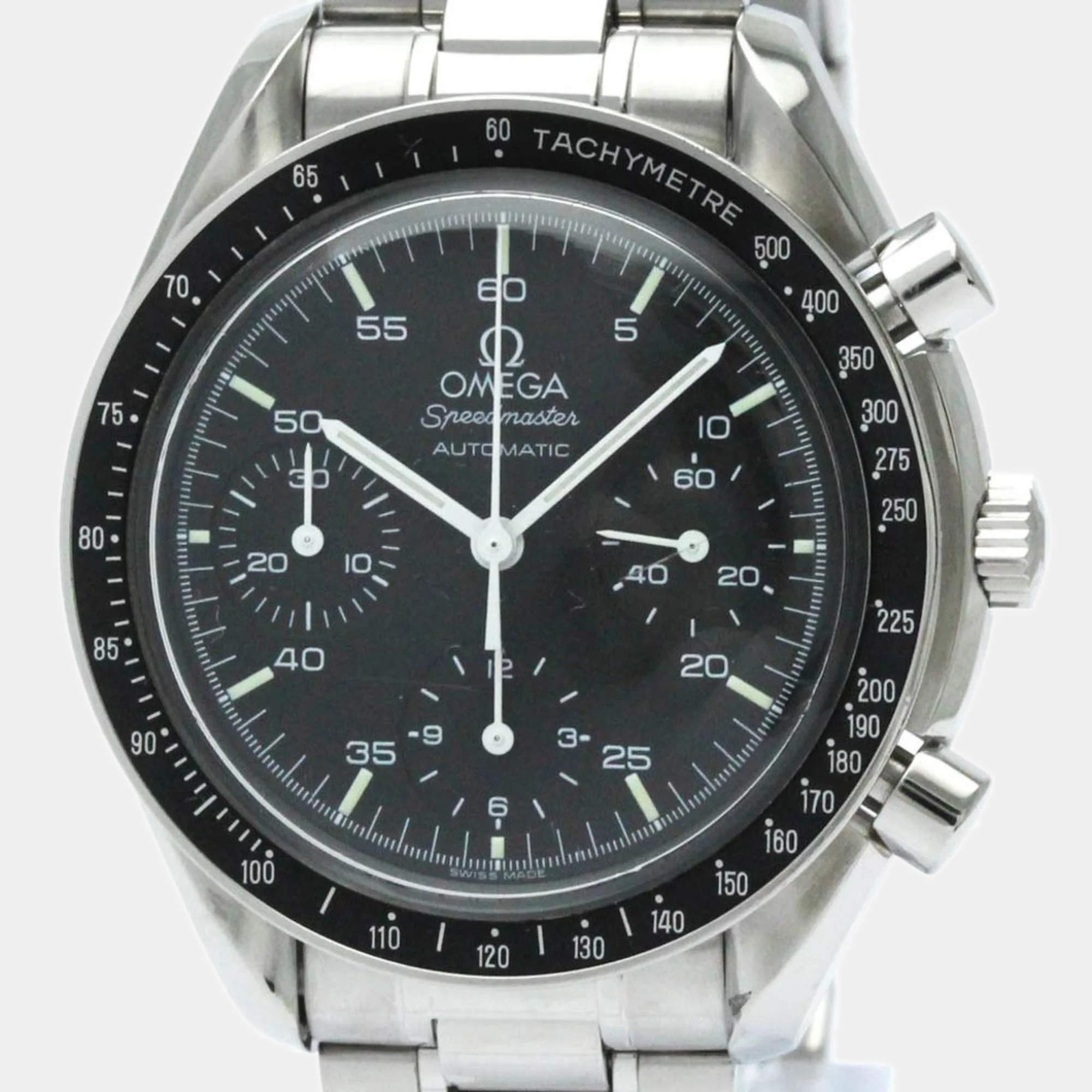 Omega Black Stainless Steel Speedmaster 3510.50 Automatic Men's Wristwatch 39 mm