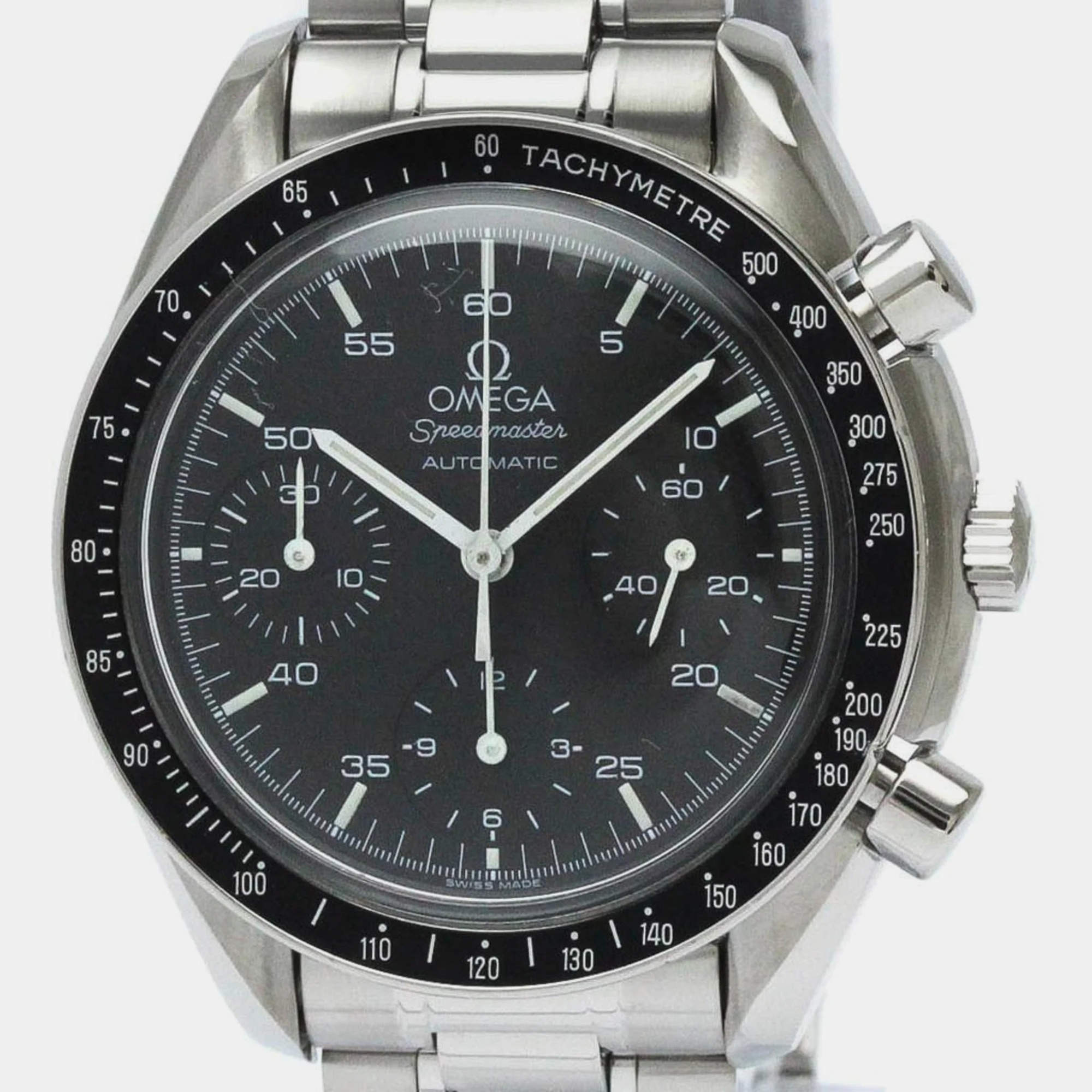 Omega Black Stainless Steel Speedmaster 3510.50 Automatic Men's Wristwatch 39 mm