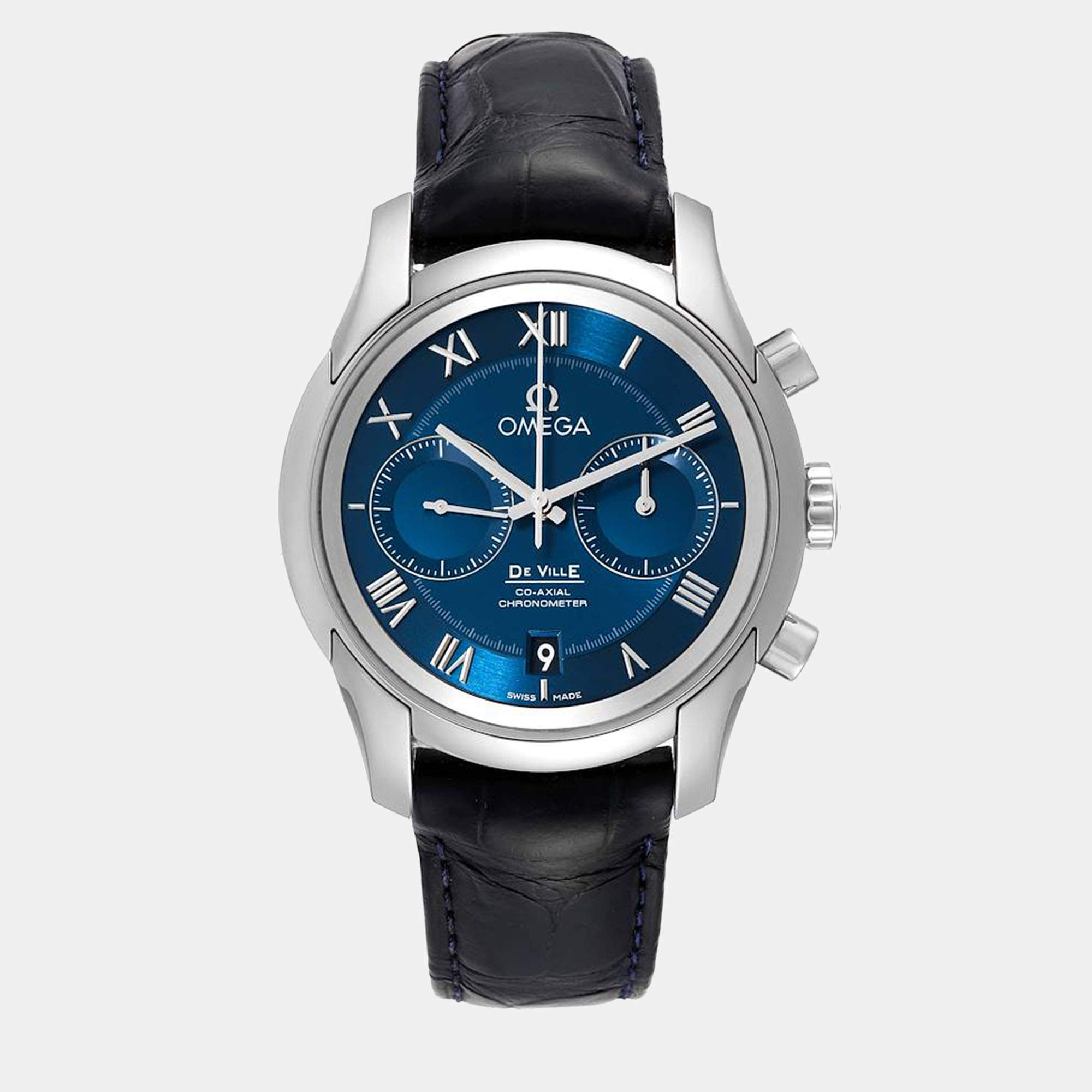 Omega Blue Stainless Steel De Ville 431.13.42.51.03.001 Automatic Men's Wristwatch 42 mm