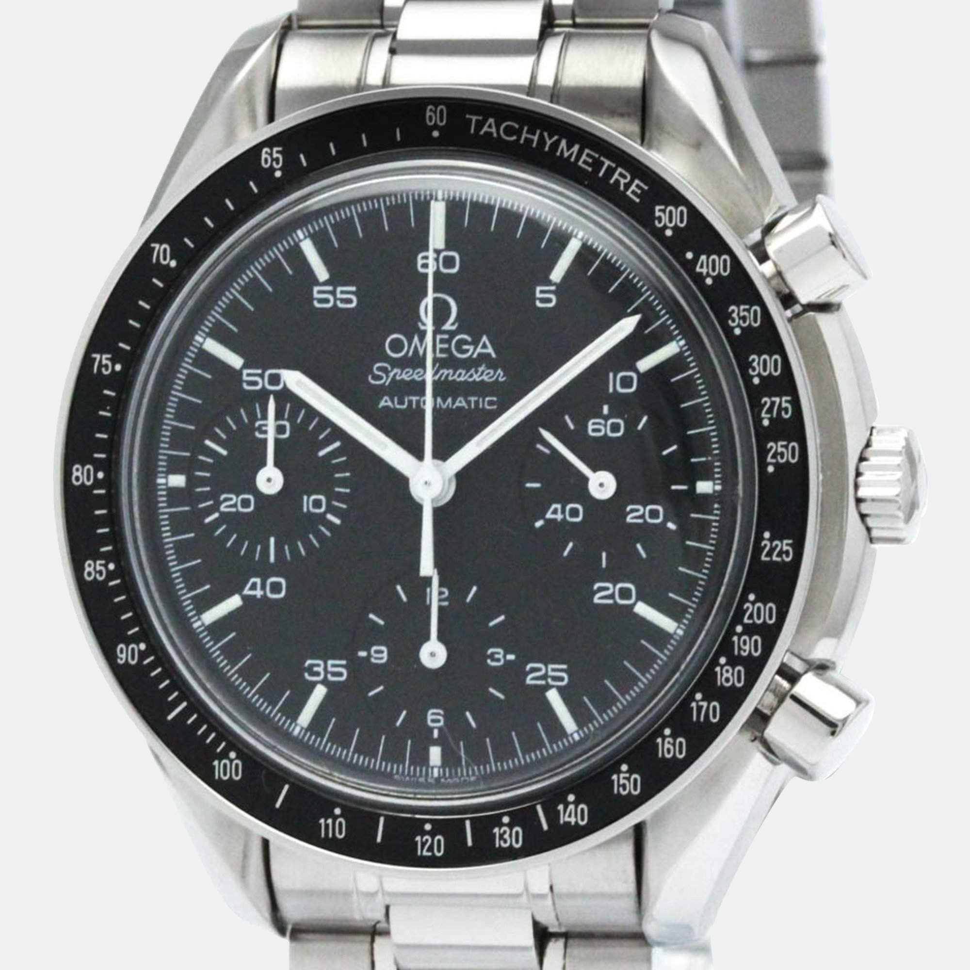 Omega Black Stainless Steel Speedmaster 3510.50.00 Automatic Men's Wristwatch 39 mm