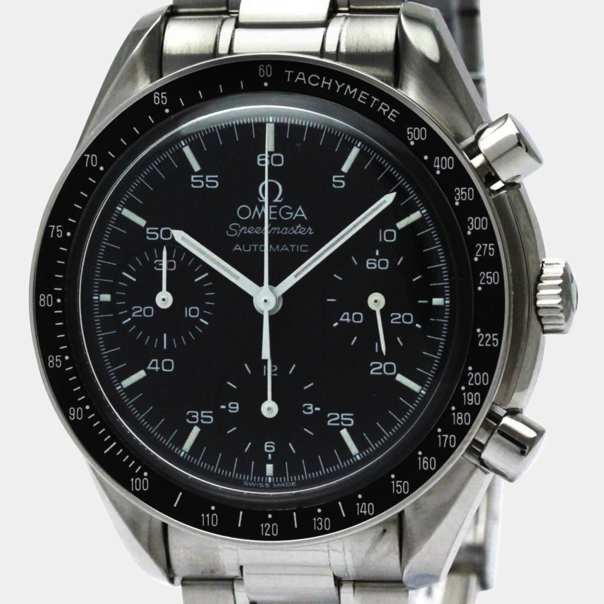 Omega Black Stainless Steel Speedmaster 3510.50 Automatic Men's Wristwatch 39 mm