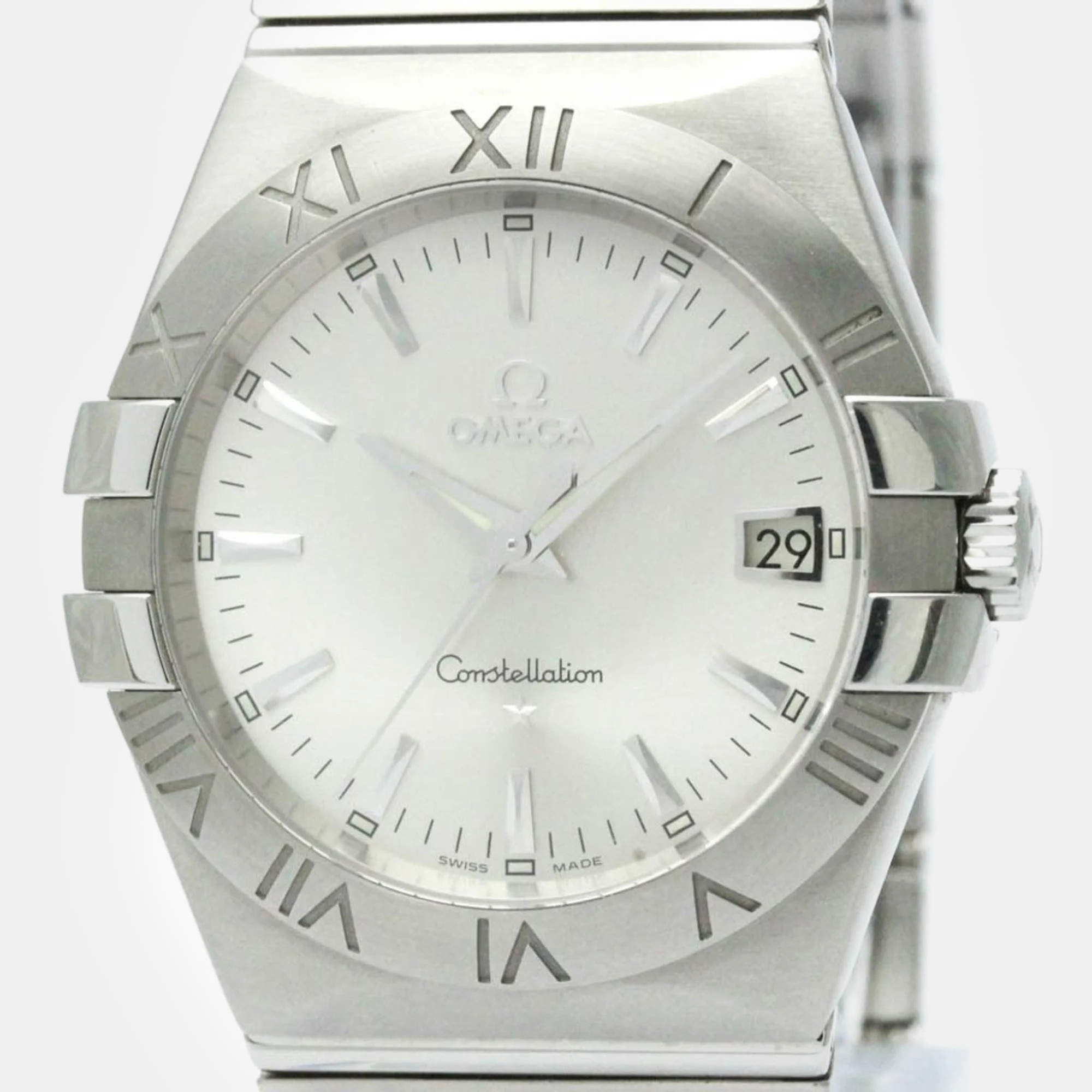 Pre Owned Omega Silver Stainless Steel Constellation 123.10.35.60.02.001 Quartz Men's Wristwatch 35 mm