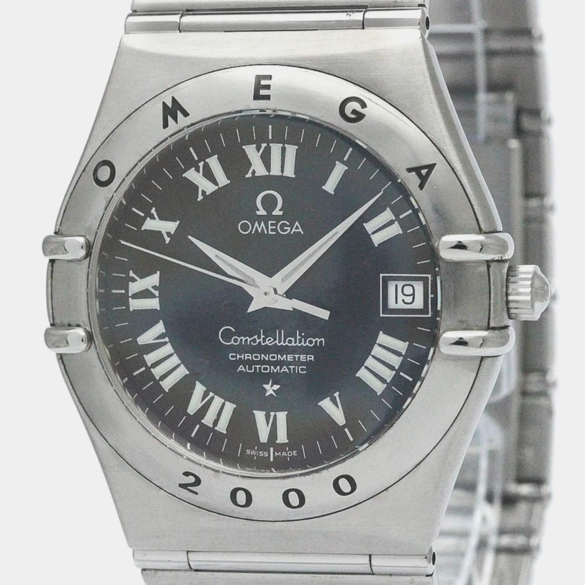 Pre Owned Omega Black Stainless Steel Constellation 1504.50 Automatic Men's Wristwatch 35 mm