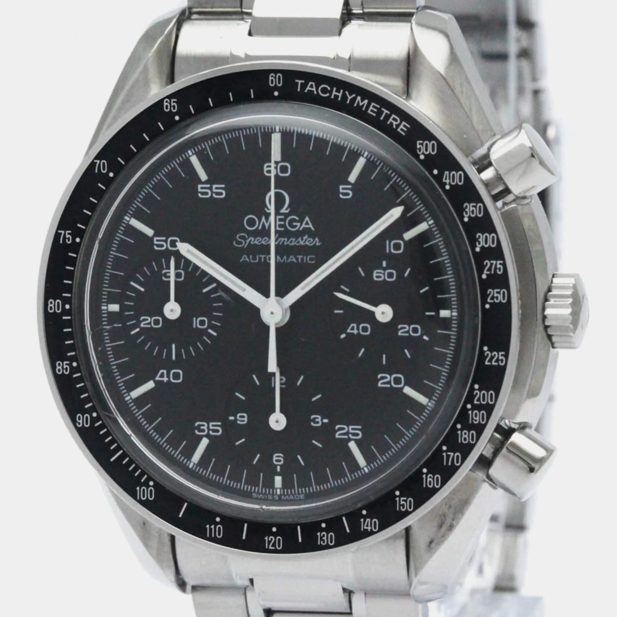 Omega Black Stainless Steel Speedmaster 3510.50 Automatic Men's Wristwatch 39 mm