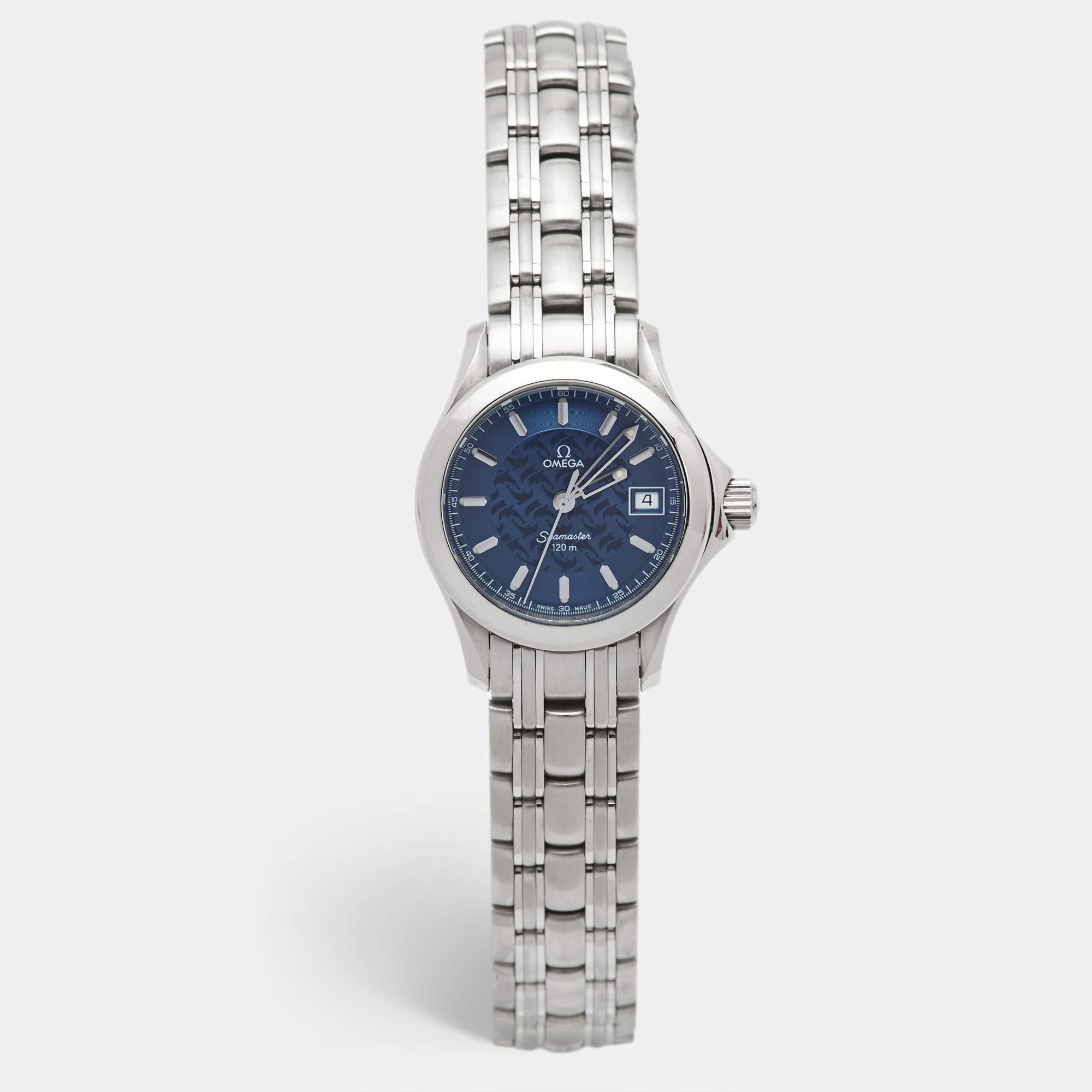 Omega Blue Stainless Steel Seamaster Jacques Mayol 2000 Limited Edition 2586.80 Women's Wristwatch 27 mm