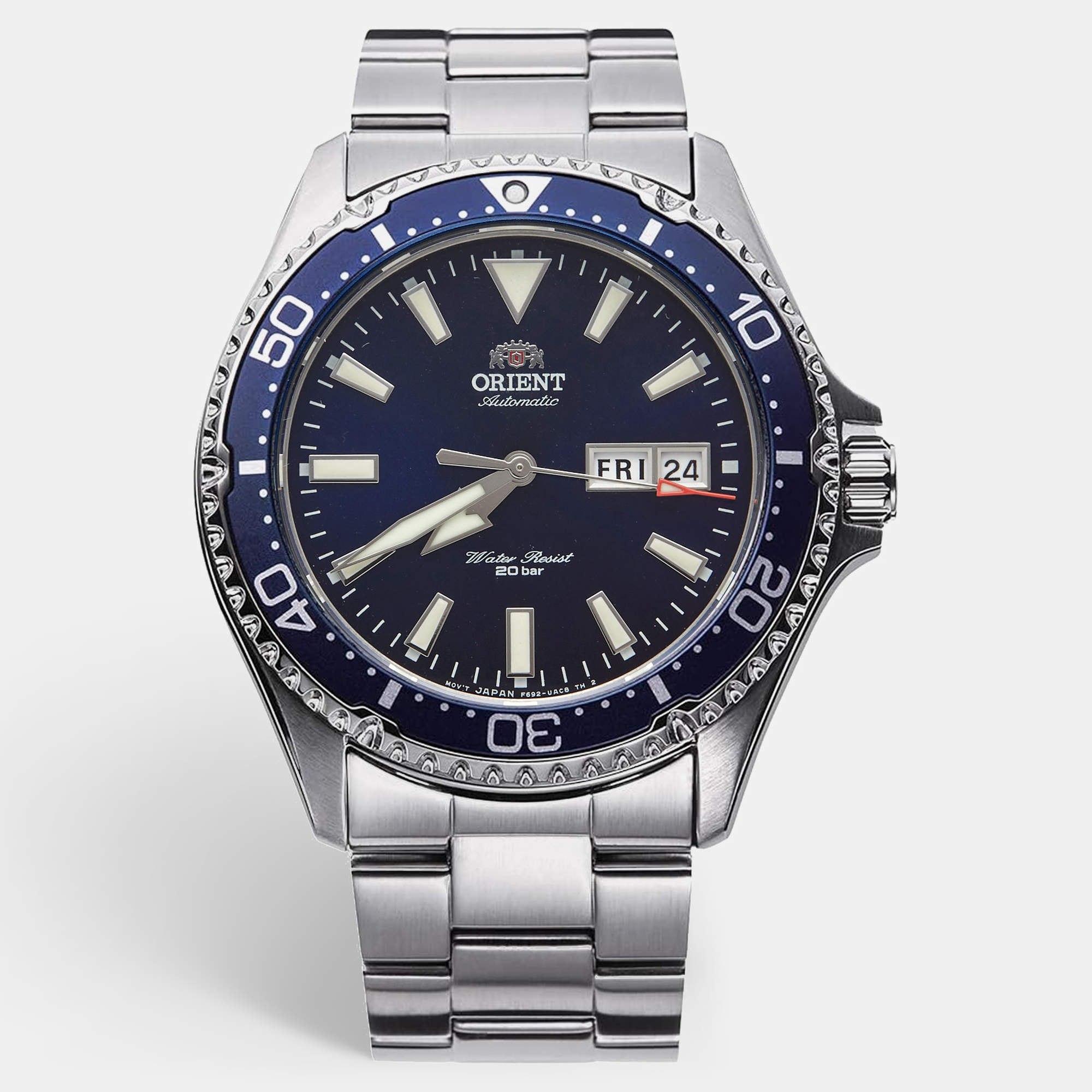 Pre Owned Orient Diver Design F692-UAA0 Blue Dial Stainless Steel Men's Wristwatch 41.8mm