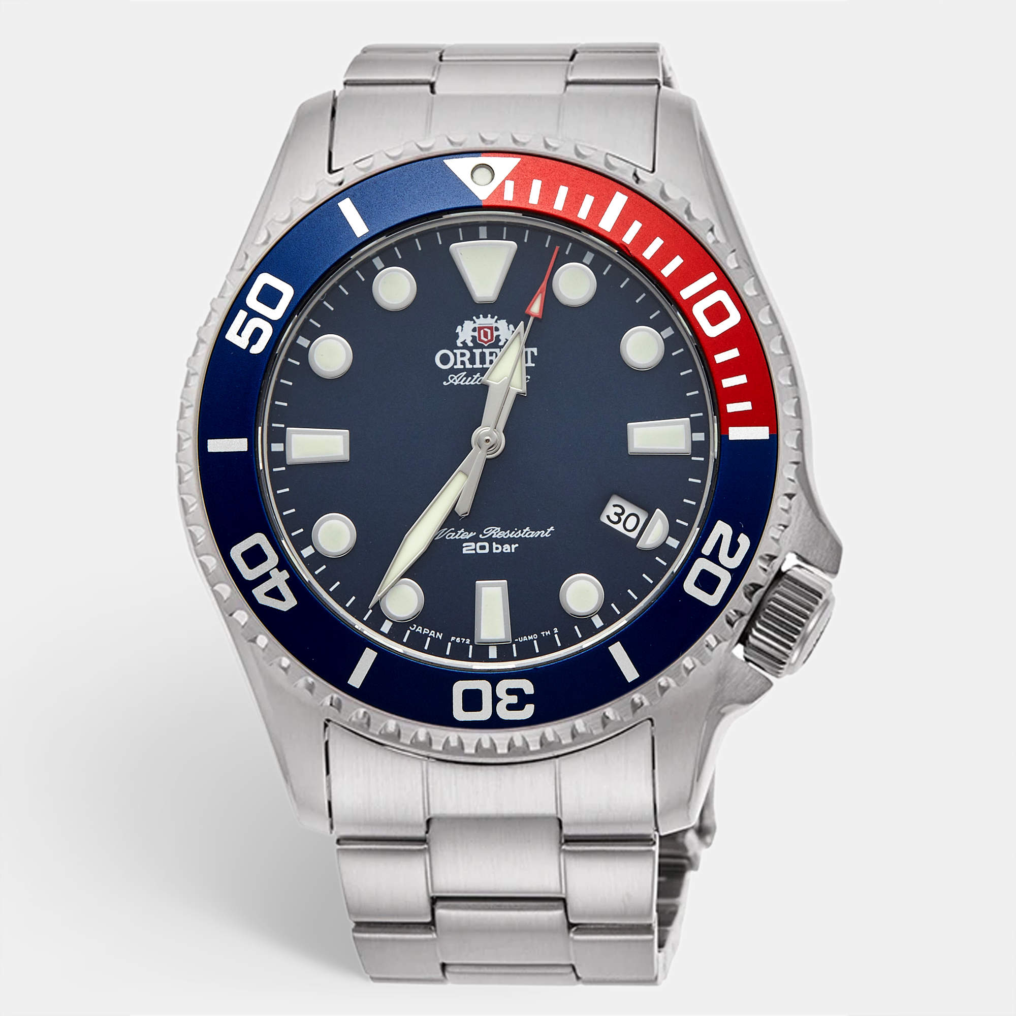 مملوكة مسبقًا Orient Triton RA-AC0K03L00C Blue Dial Stainless Steel Men's Wristwatch 43.4 mm