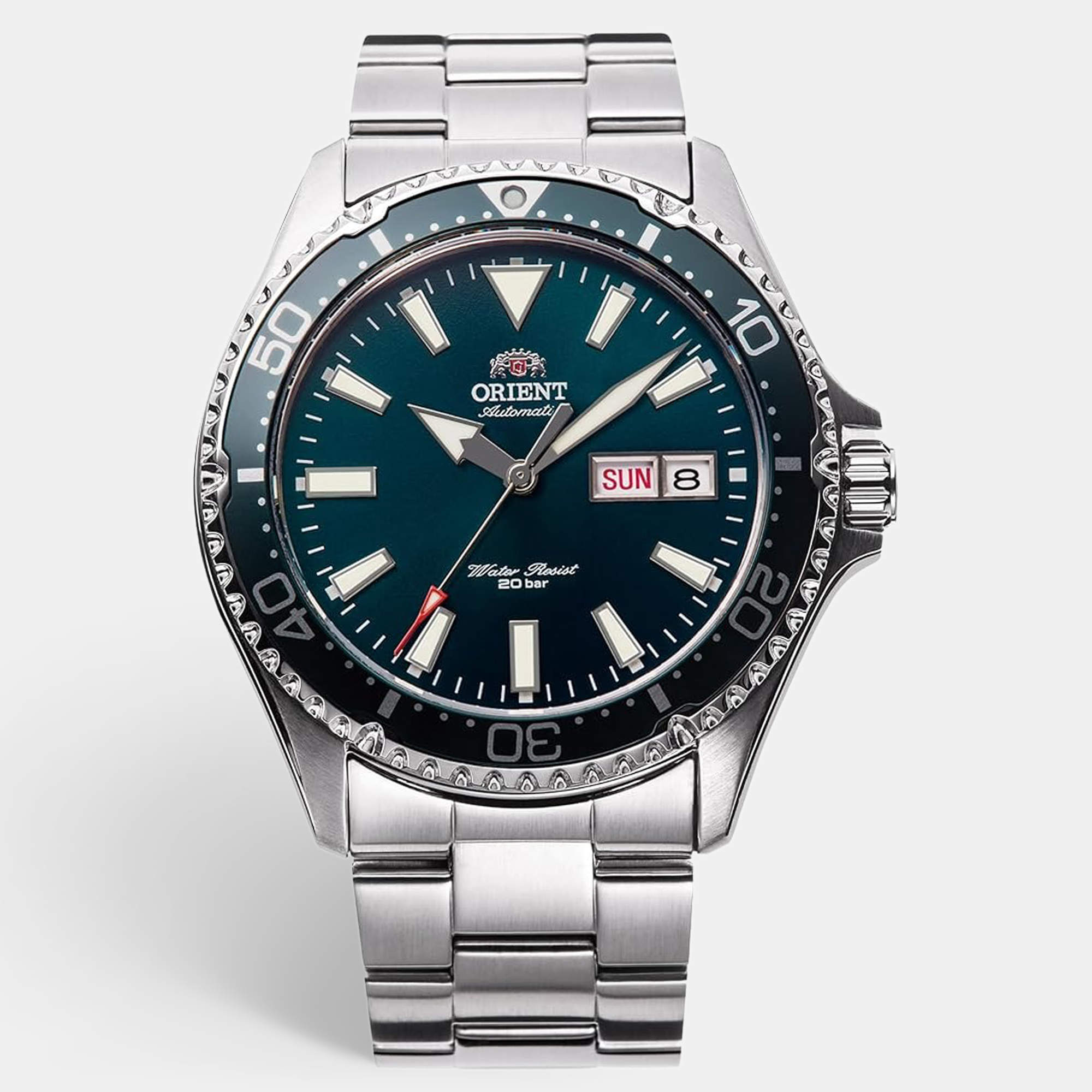 Pre Owned Orient Kamasu Mako III RA-AA004E19B Green Dial Stainless Steel Men's Wristwatch 43 mm