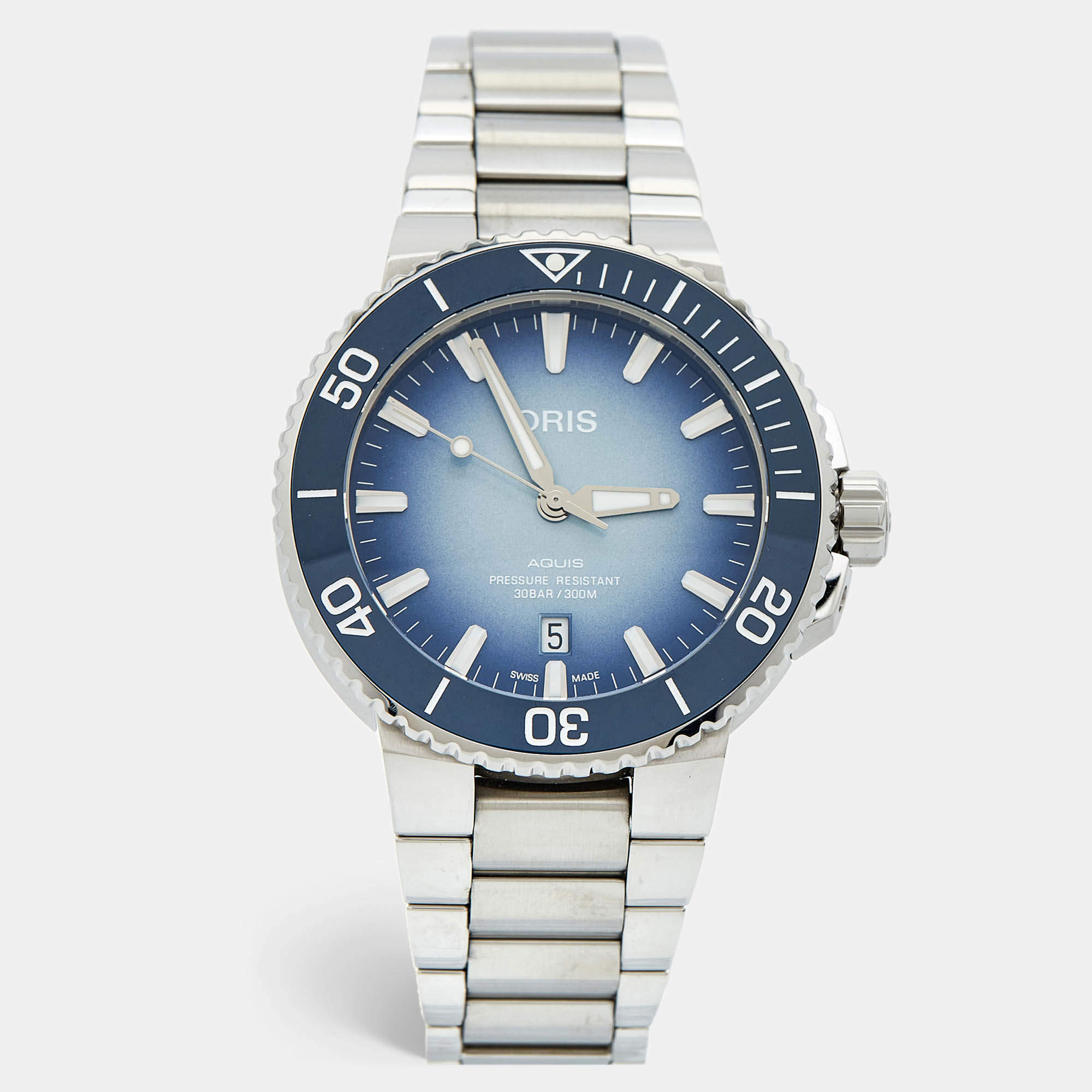 Oris Blue Vignette Ceramic Stainless Steel Aquis Lake Baikal Limited Edition 01 733 7730 4175-Set Men's Wristwatch 43.50 mm