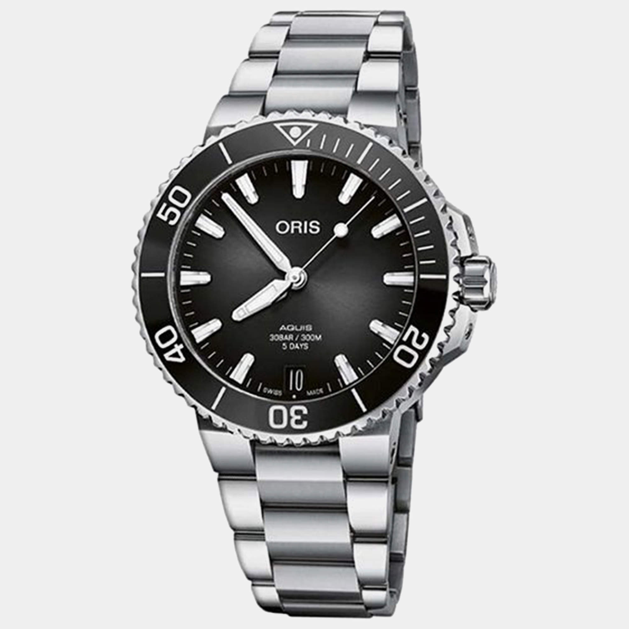 Oris Black Stainless Steel Aquis 01 400 7769 4154-07 8 22 09PEB Automatic Men's Wristwatch 41.5 mm