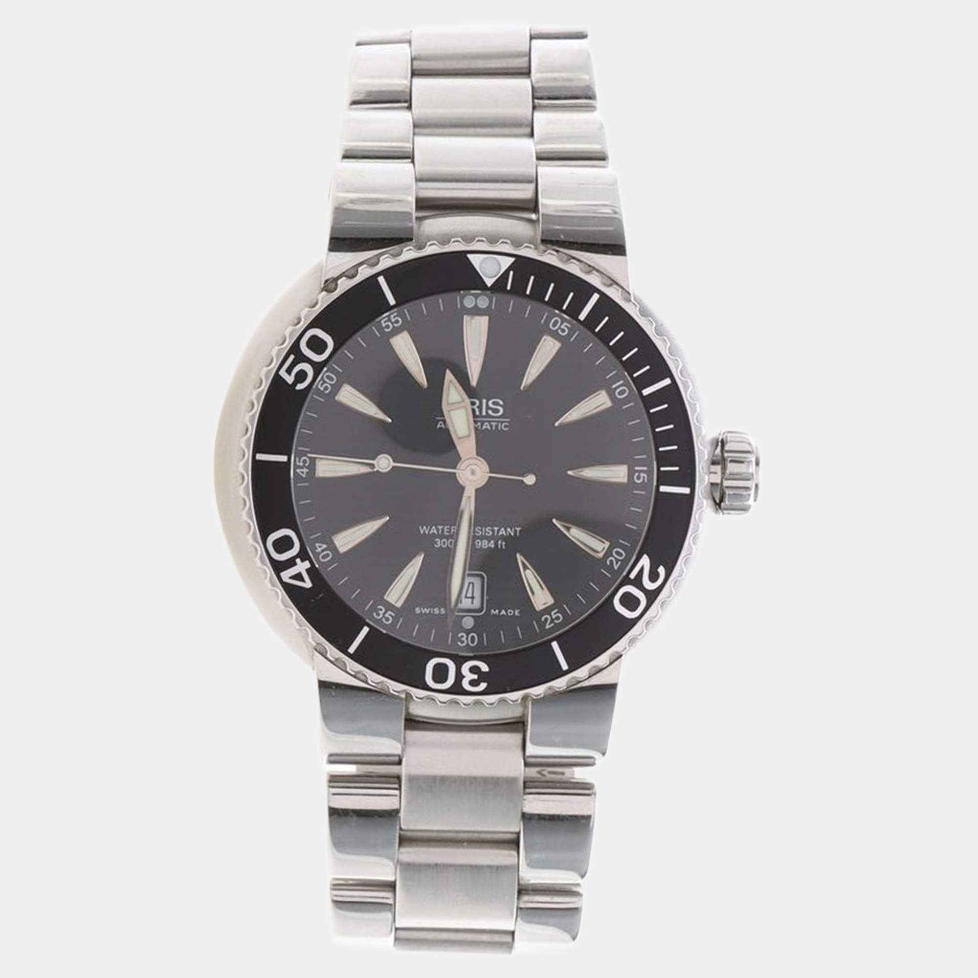 Pre Owned ساعة يد رجالية أوريس أكويس ستانلس ستيل أسود أوتوماتيك 44 مم 7533