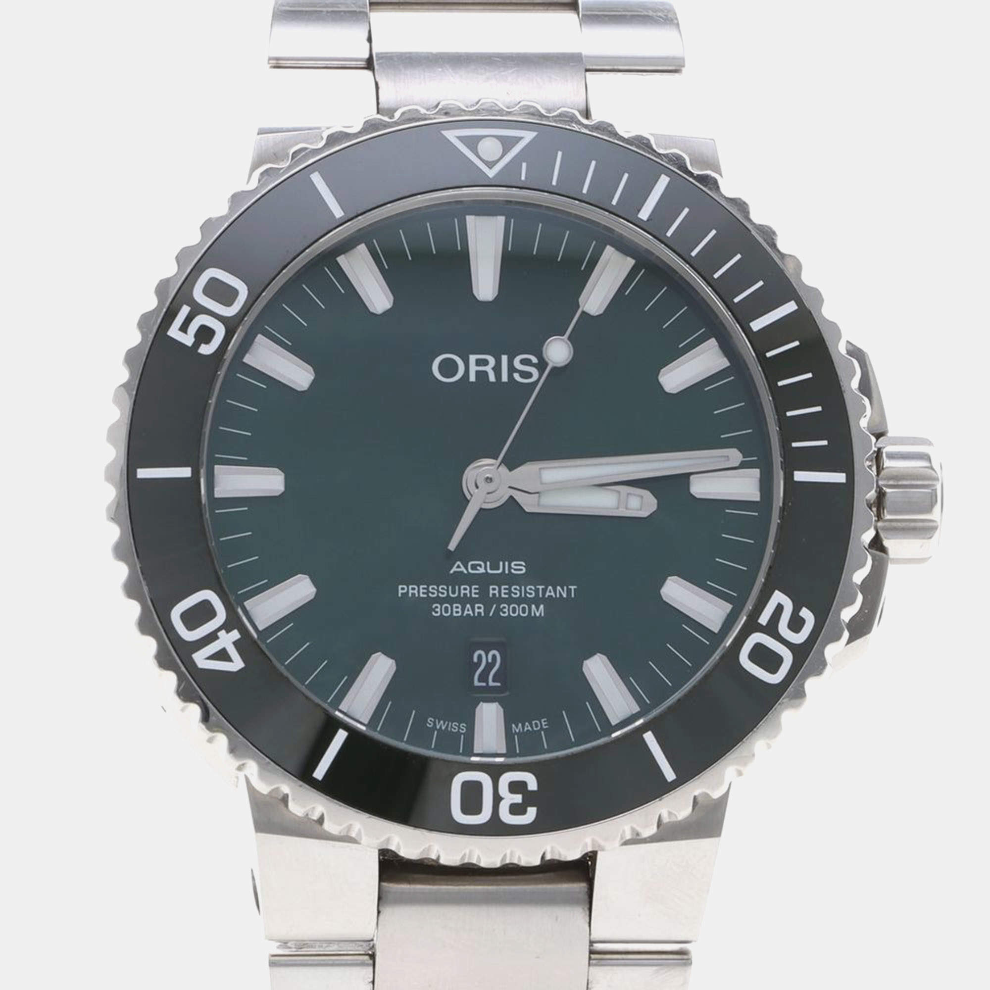 Pre Owned Oris Aquis 733 7730 4157 Automatic Stainless Steel Men's Wristwatch 43mm