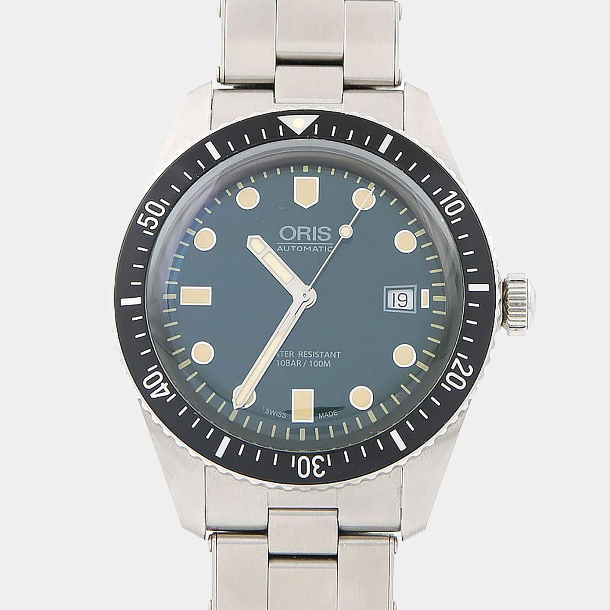 Pre Owned Oris Blue Divers Sixty-Five 733 7720 4057 Automatic Stainless Steel Men's Wristwatch 42 mm