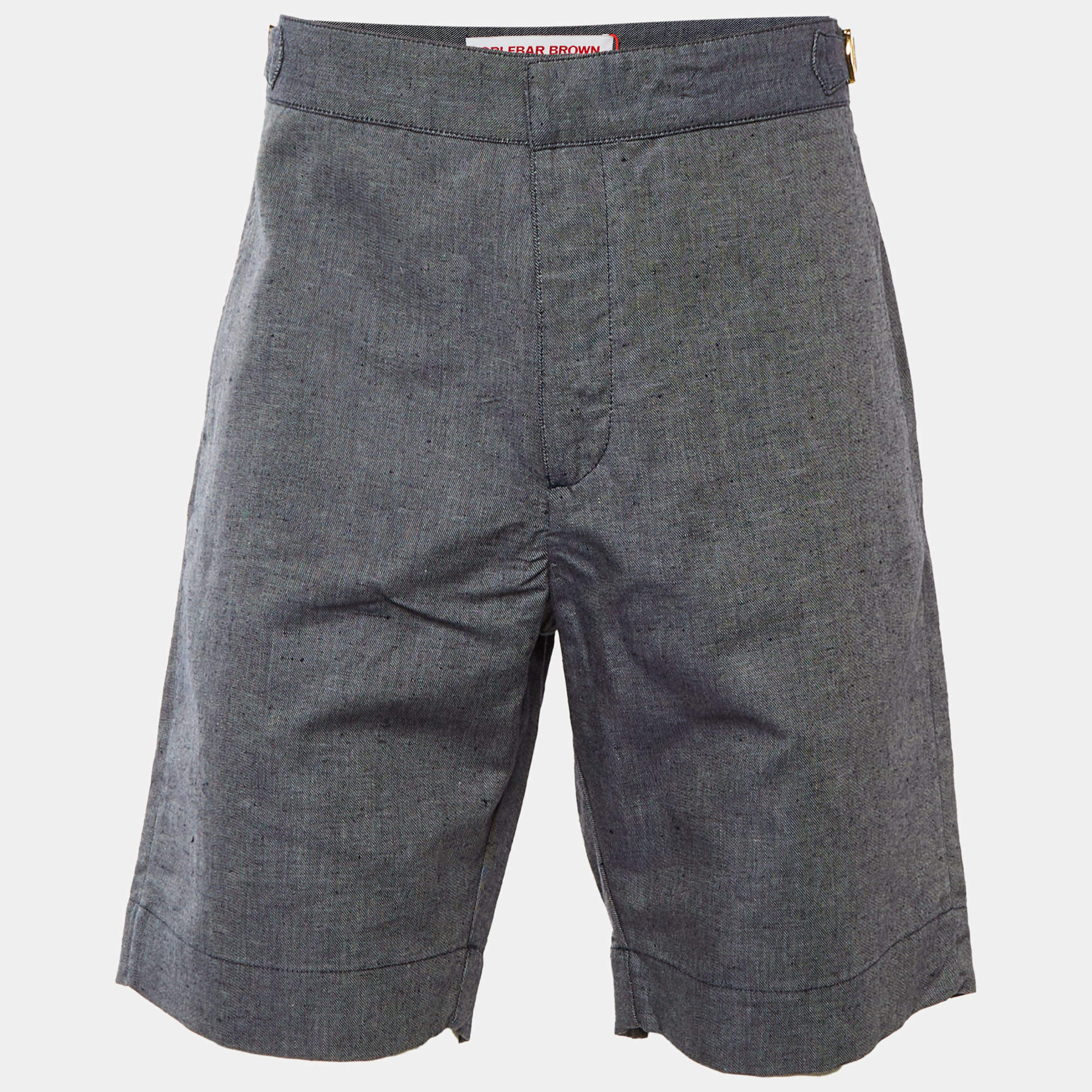 Pre Owned Orlebar Brown Navy Blue Cotton & Linen Shorts L