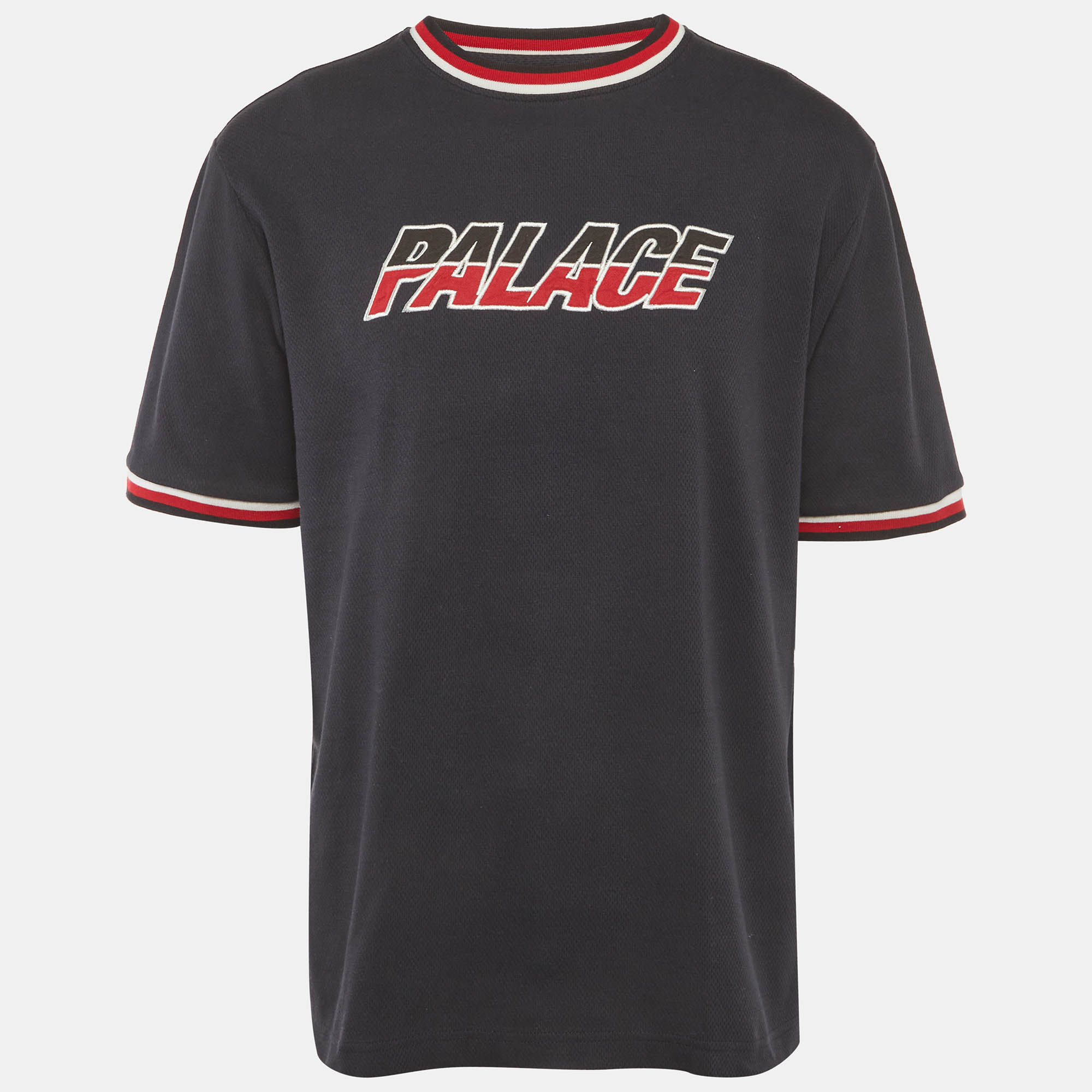 مملوكة مسبقًا Palace Navy Blue Logo Embroidered Jersey Crew Neck T-Shirt XL