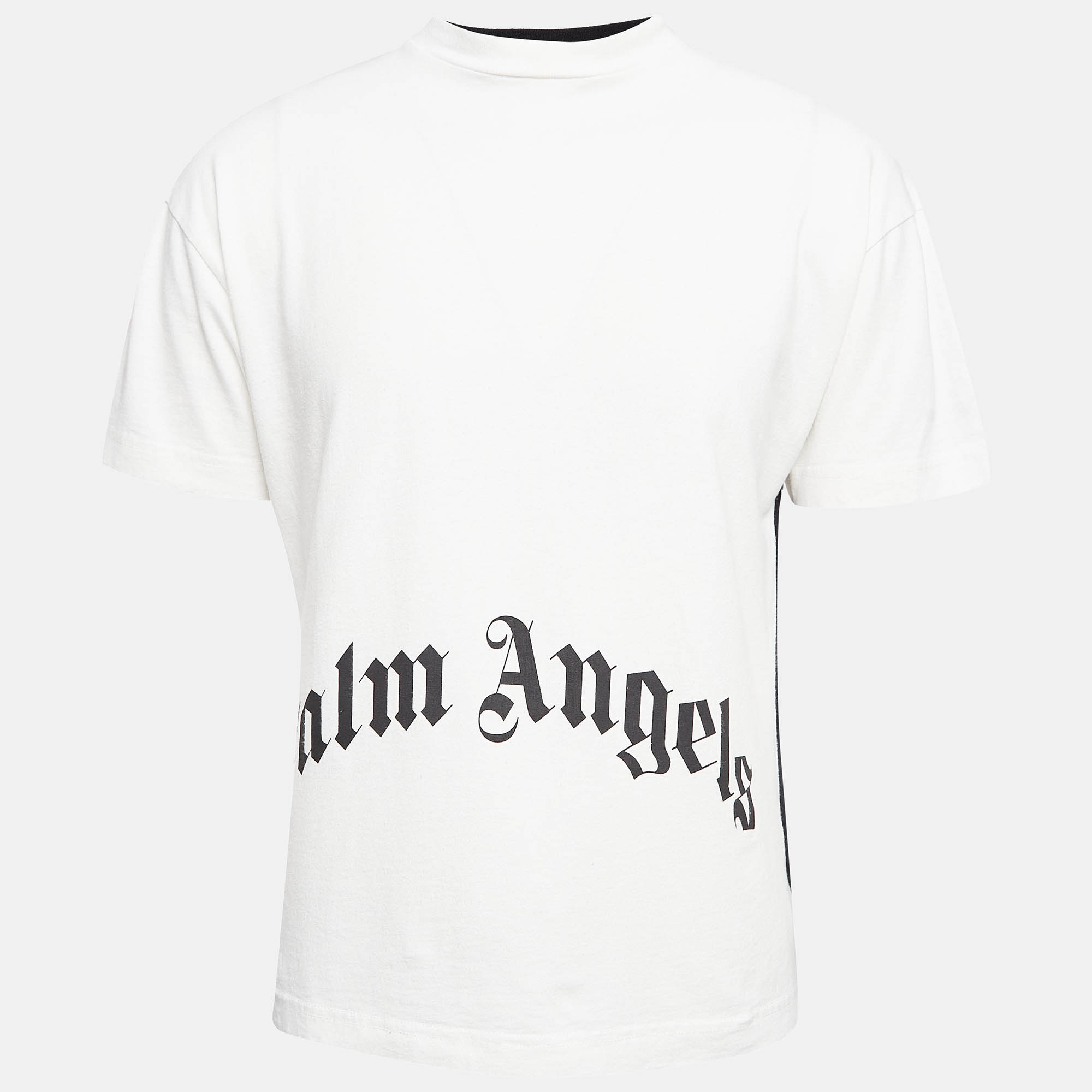 Palm Angels Black/White Cotton Thinking Skull Print Cotton T-Shirt S