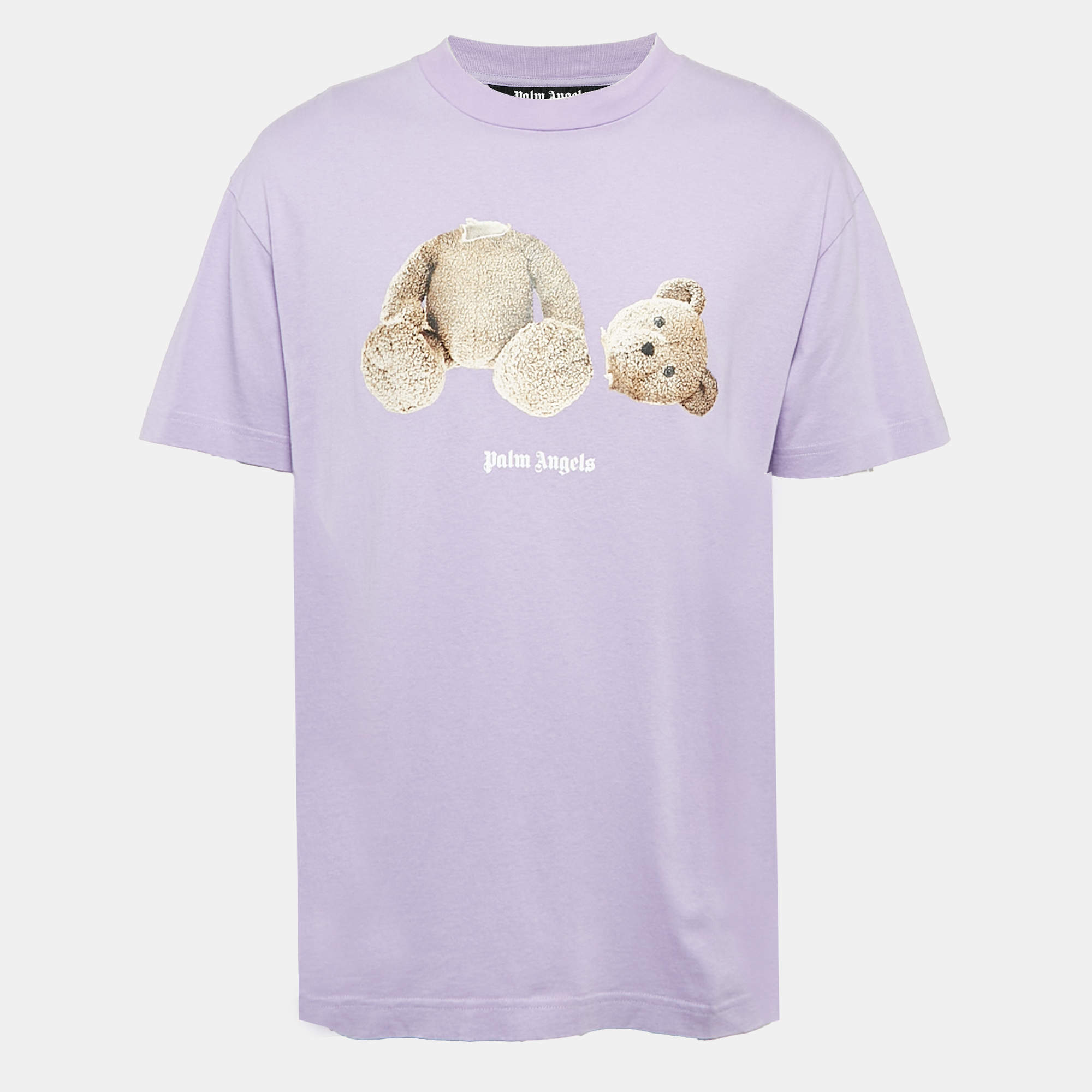 Pre Owned Palm Angels Light Purple Teddy Print Jersey T-Shirt L