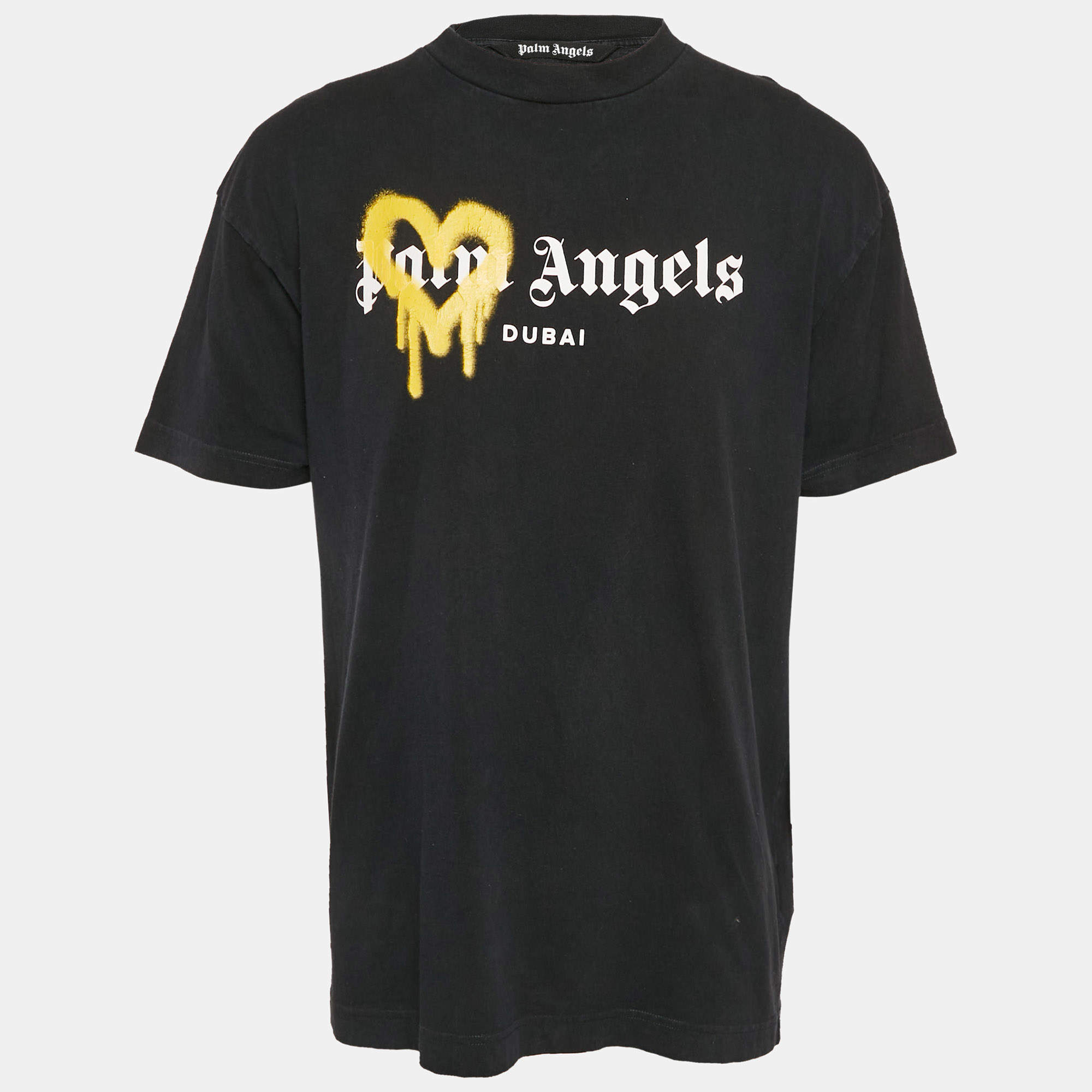 Palm Angels Black Heart Spray Paint Logo Print Jersey T-Shirt XL