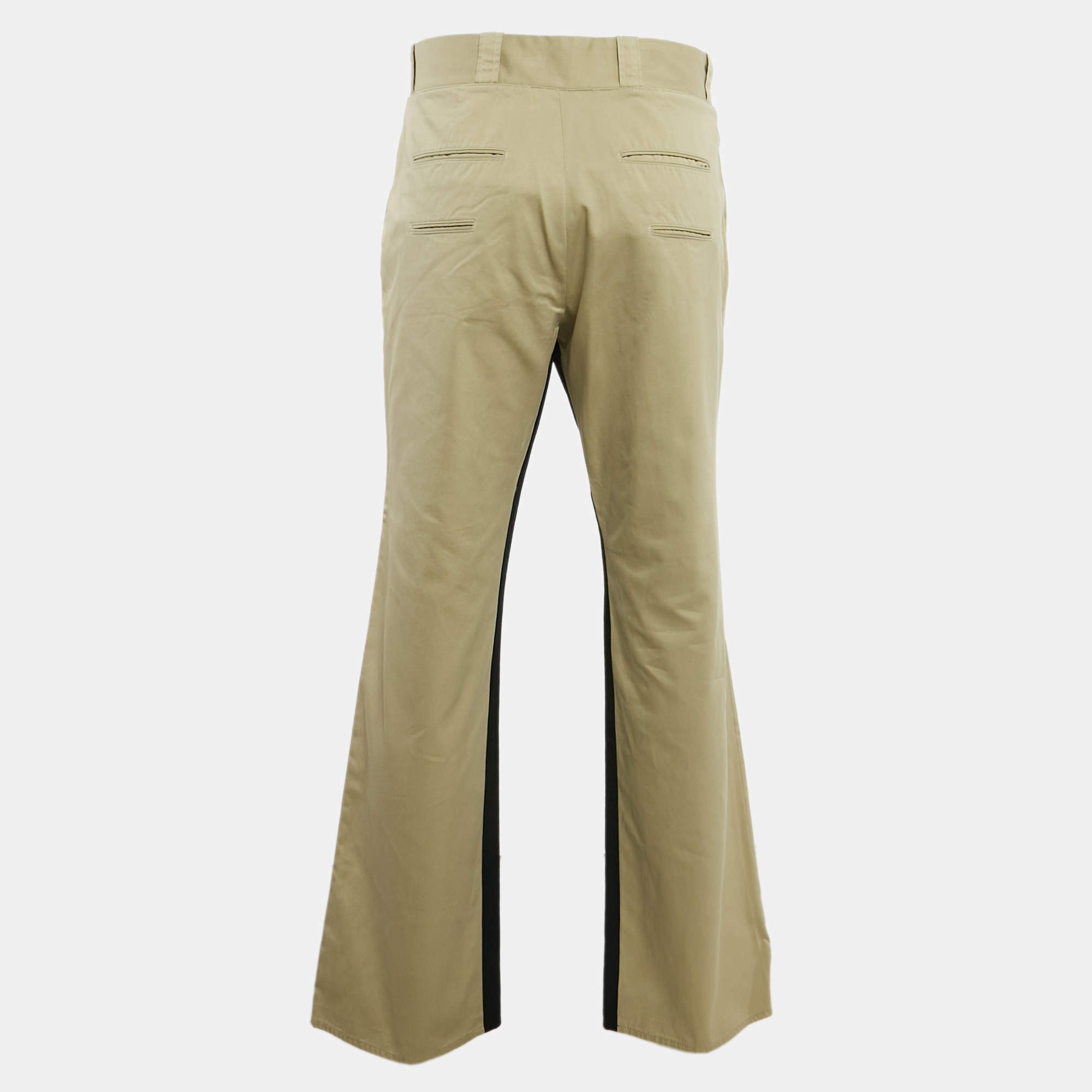 Palm Angels Beige Gabardine Cotton Contrast Trimmed Trousers L