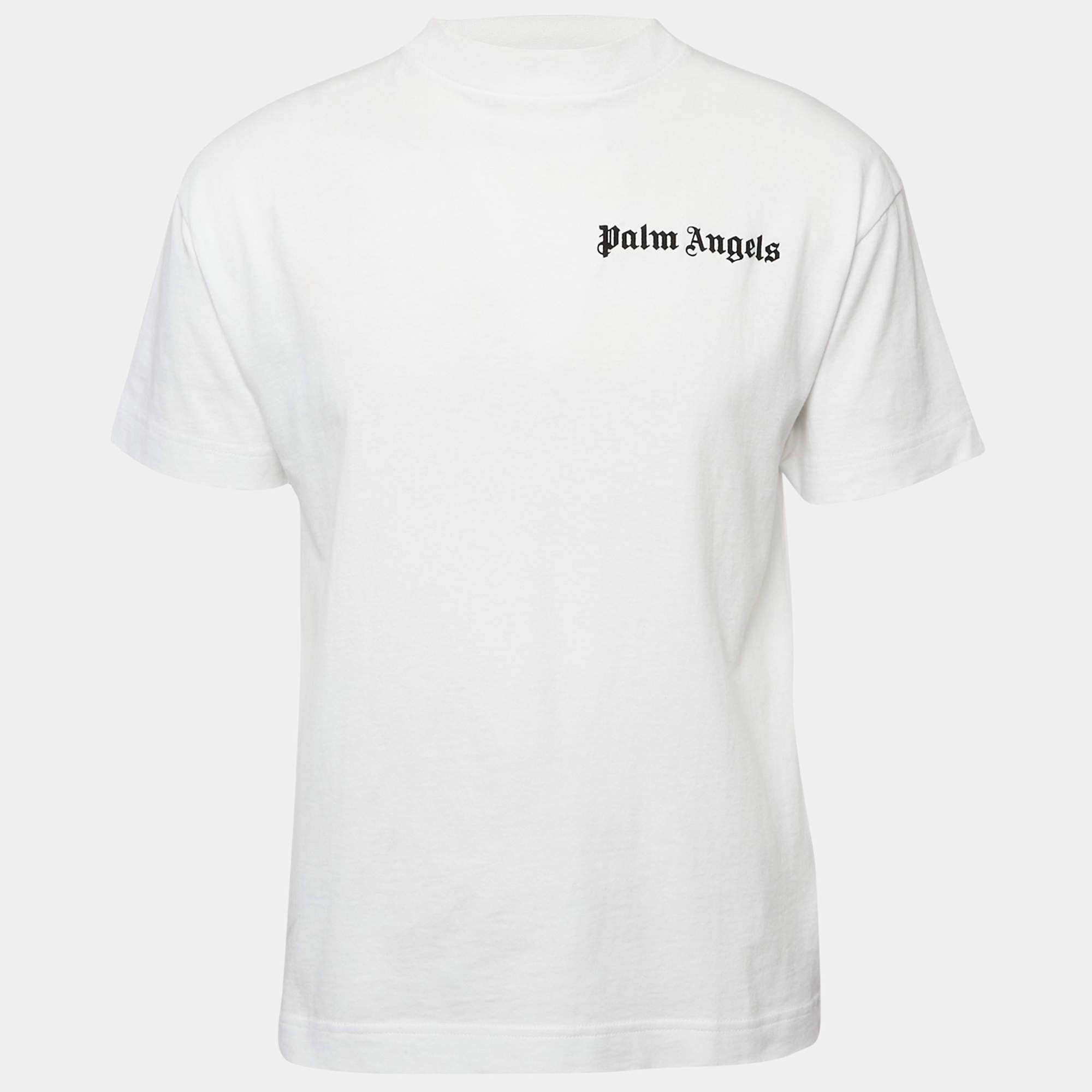 Palm Angels White Logo Print Cotton Oversized T-shirt XS