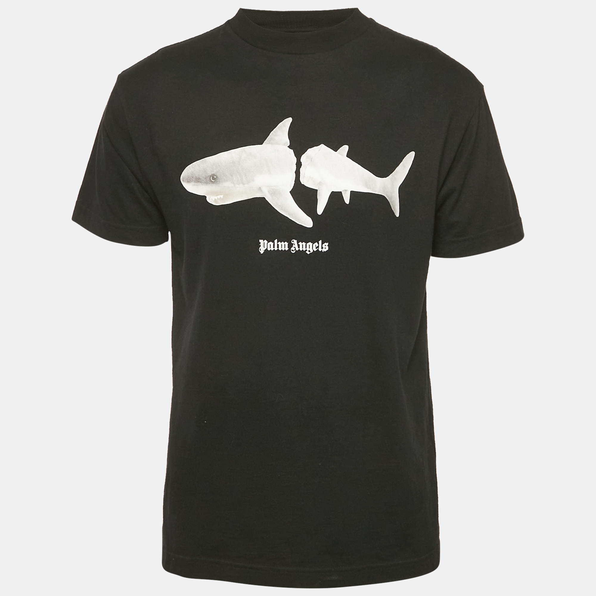 Palm Angels Black Shark Print Jersey T-Shirt M