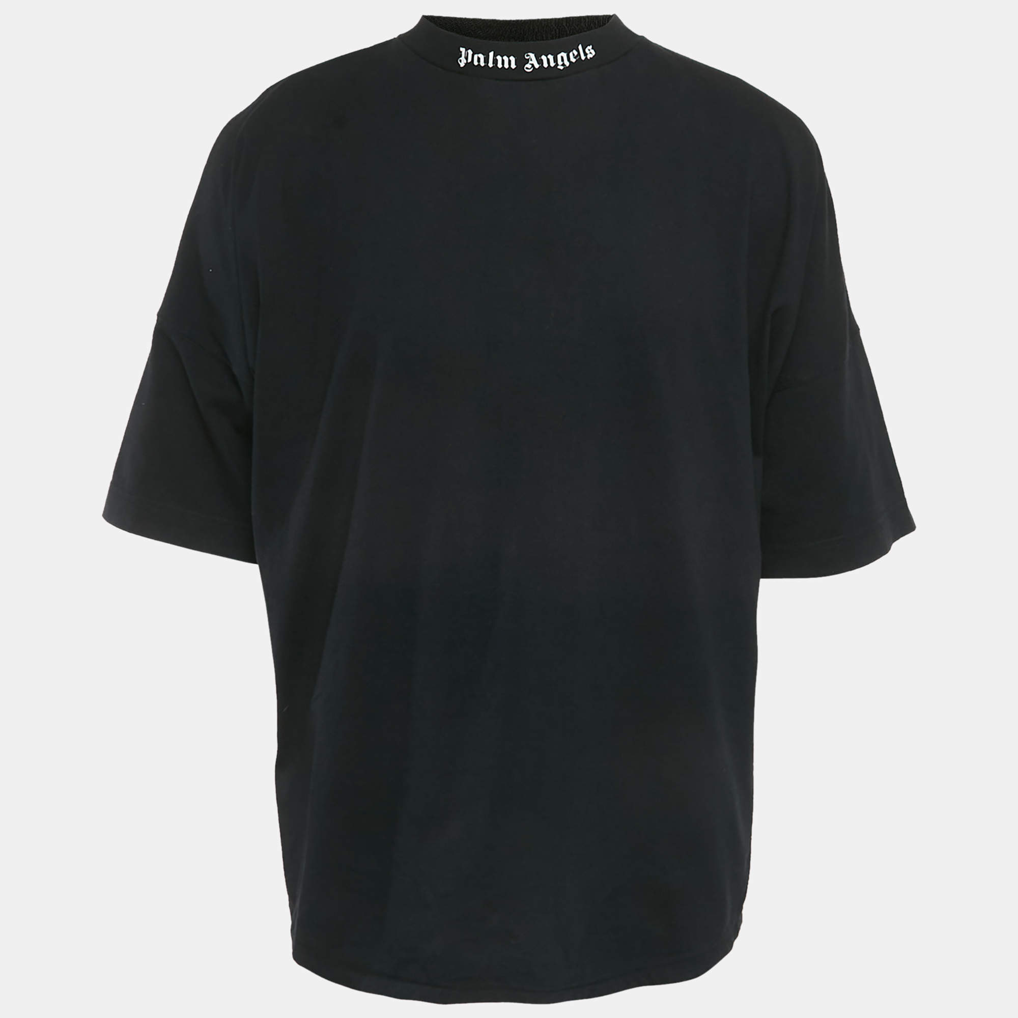 Pre Owned Palm Angels Black Logo Print Jersey T-Shirt XL