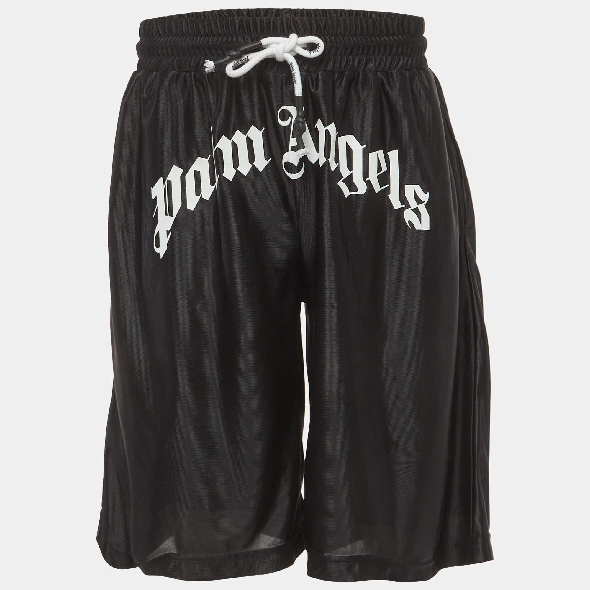 Pre Owned Palm Angels Black Logo Print Jersey Shorts XL