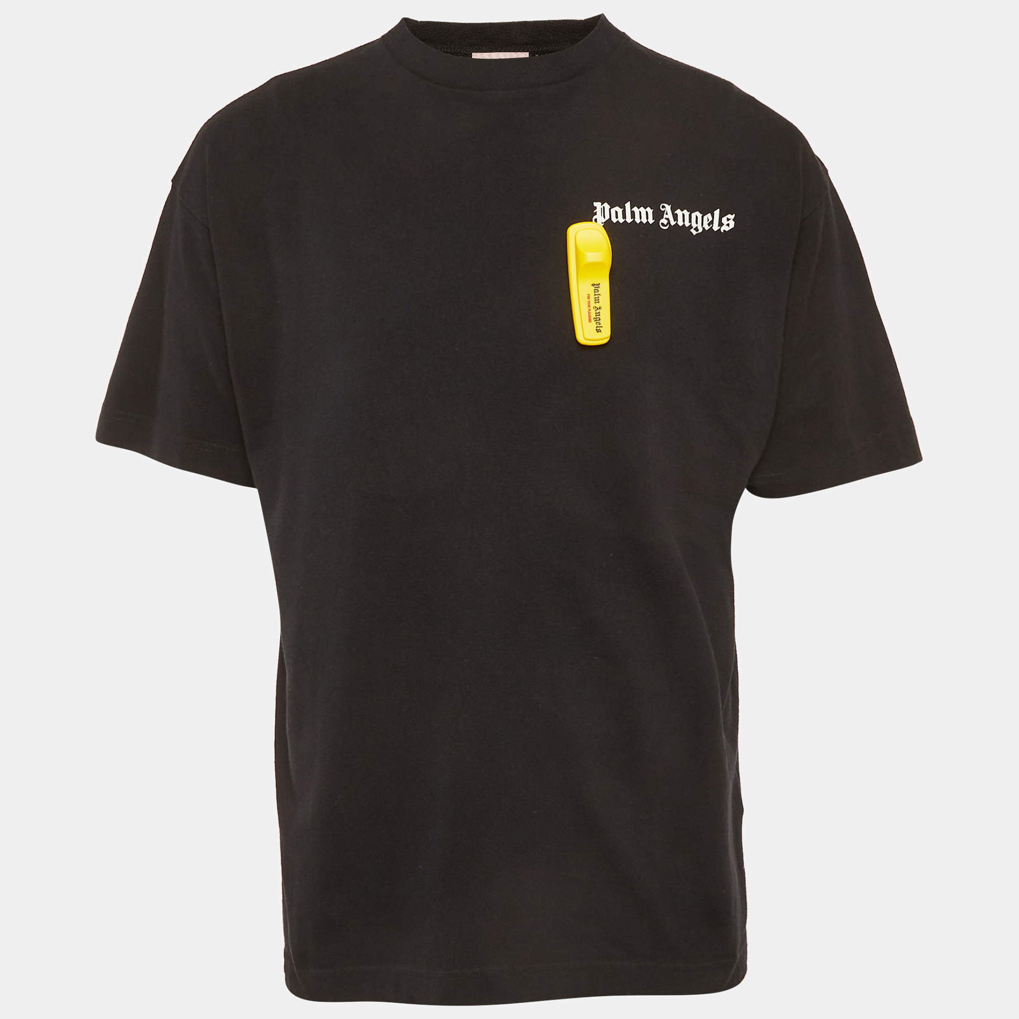 Pre Owned Palm Angels Black Logo Detail Jersey T-Shirt L