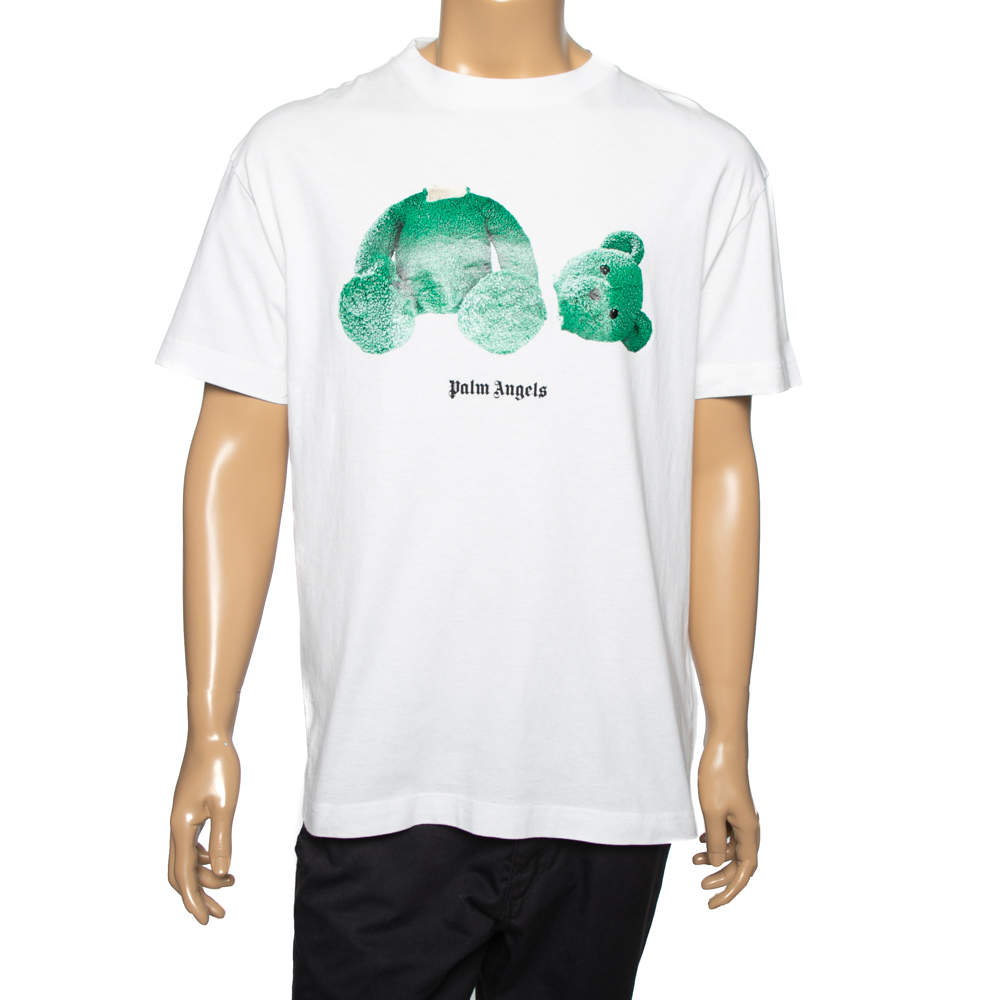 Palm Angels White Cotton Ice Bear Print Crew Neck T-Shirt L