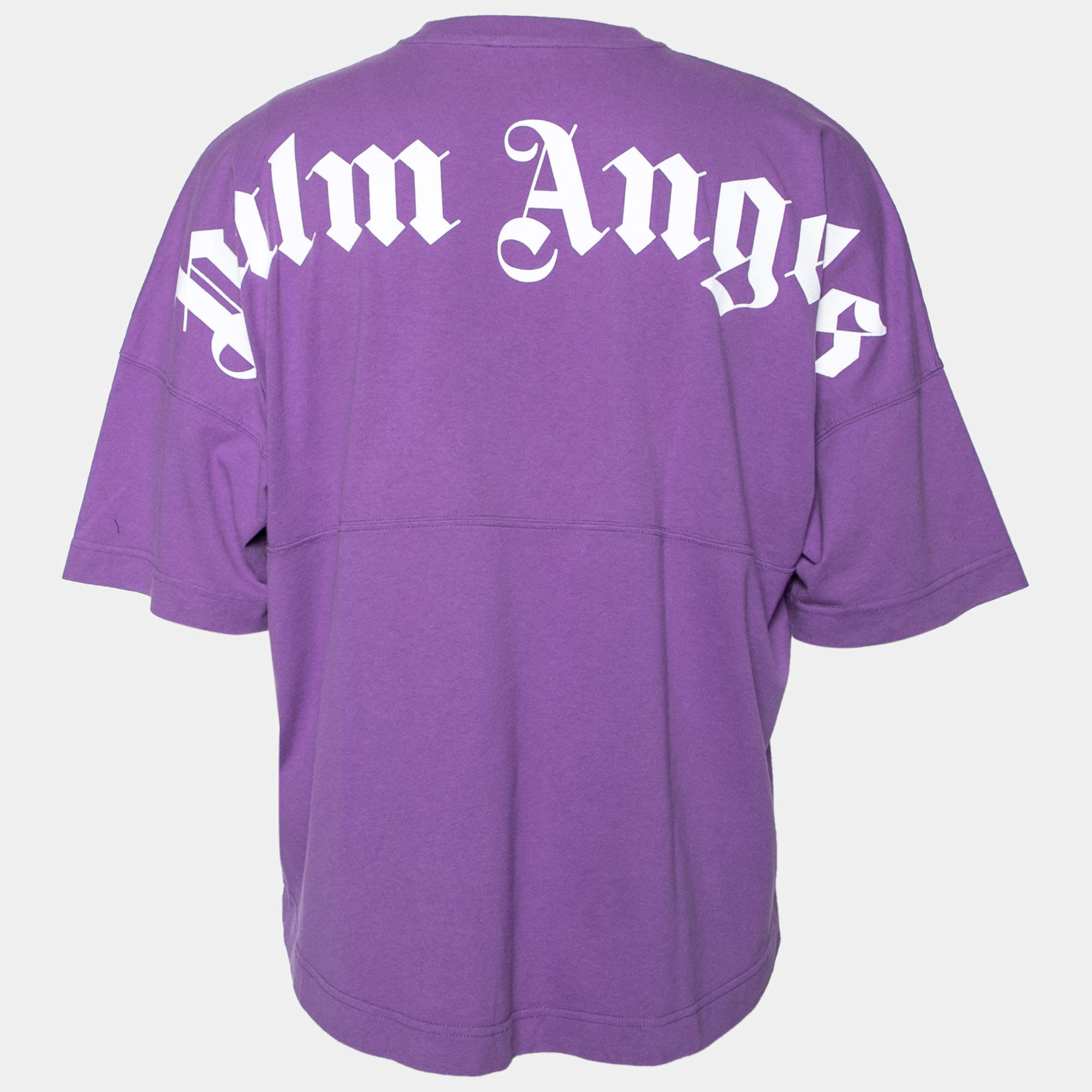 Palm Angels Purple Cotton Logo Printed Oversized T-Shirt XS Palm