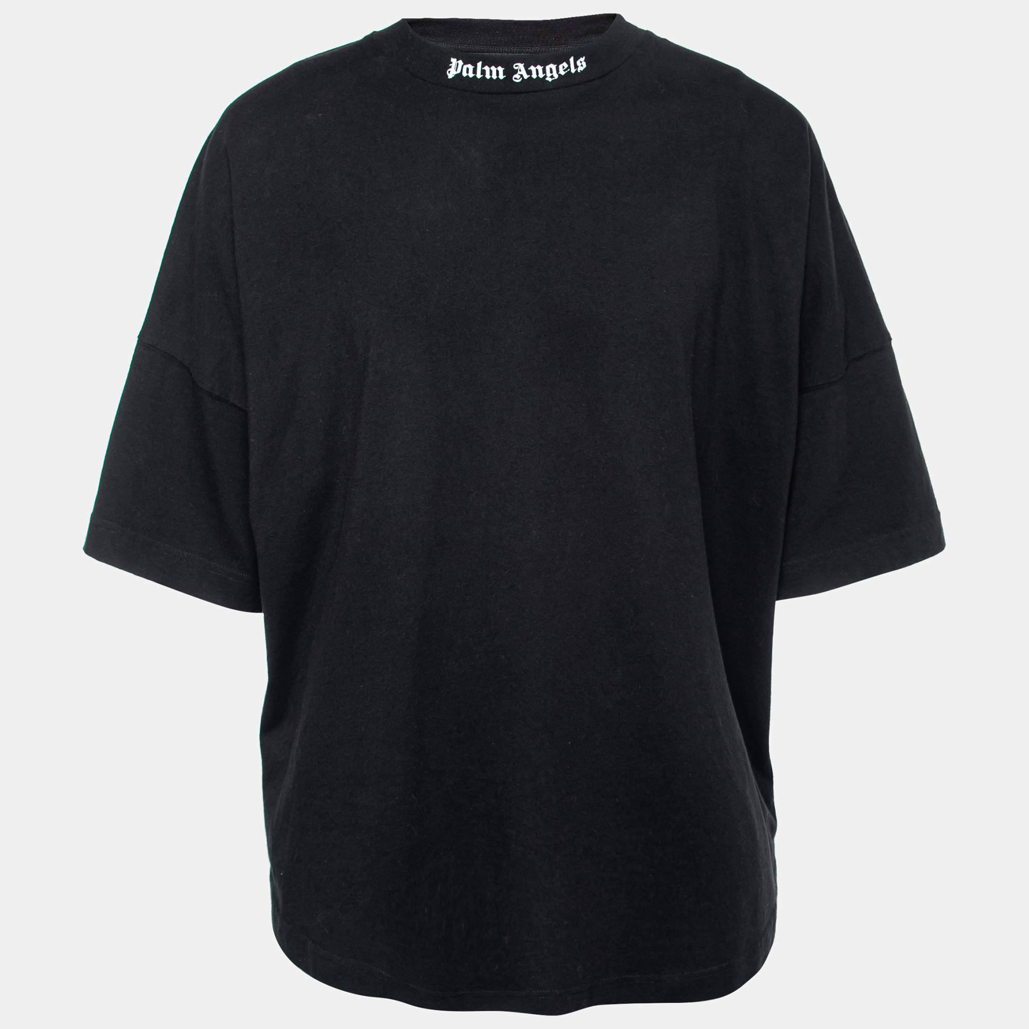 Palm Angels Black Logo Print Cotton Crewneck T-Shirt XL Palm