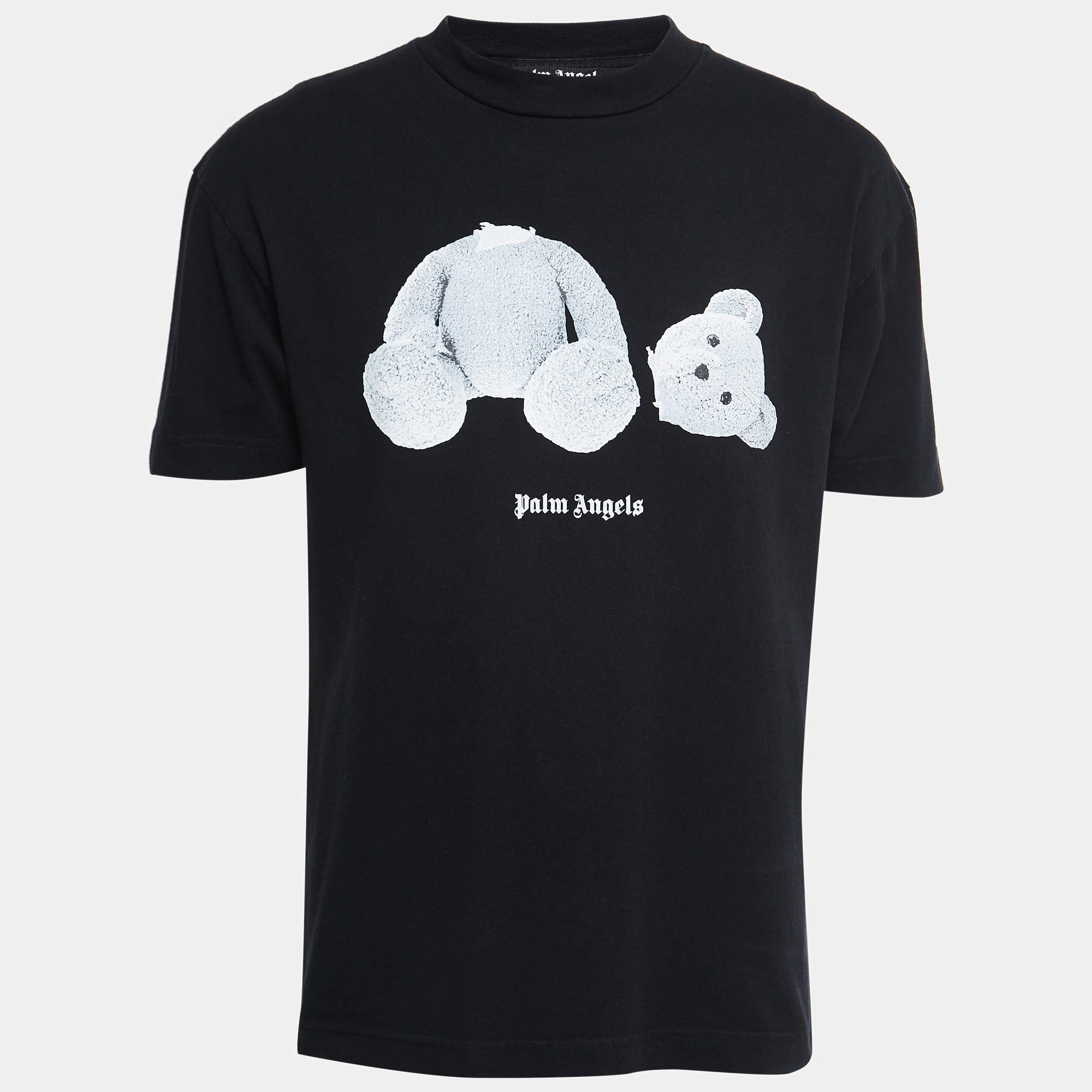 Pre Owned Palm Angels Black Cotton Teddy Bear T-Shirt M