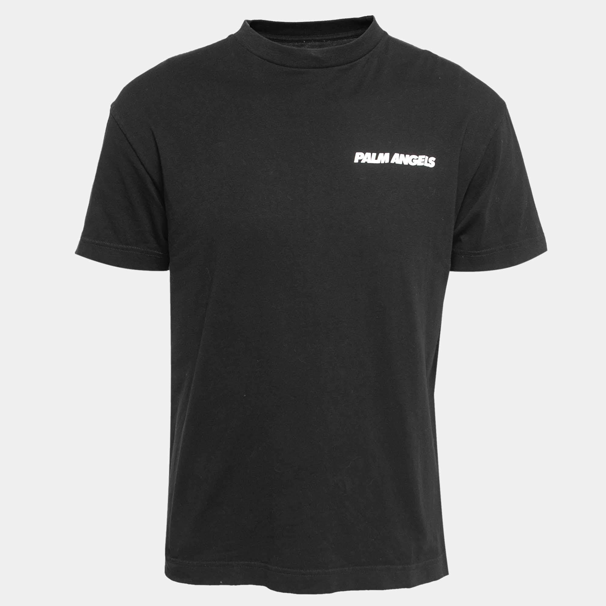 Pre Owned Palm Angels Black Printed Cotton T-Shirt M