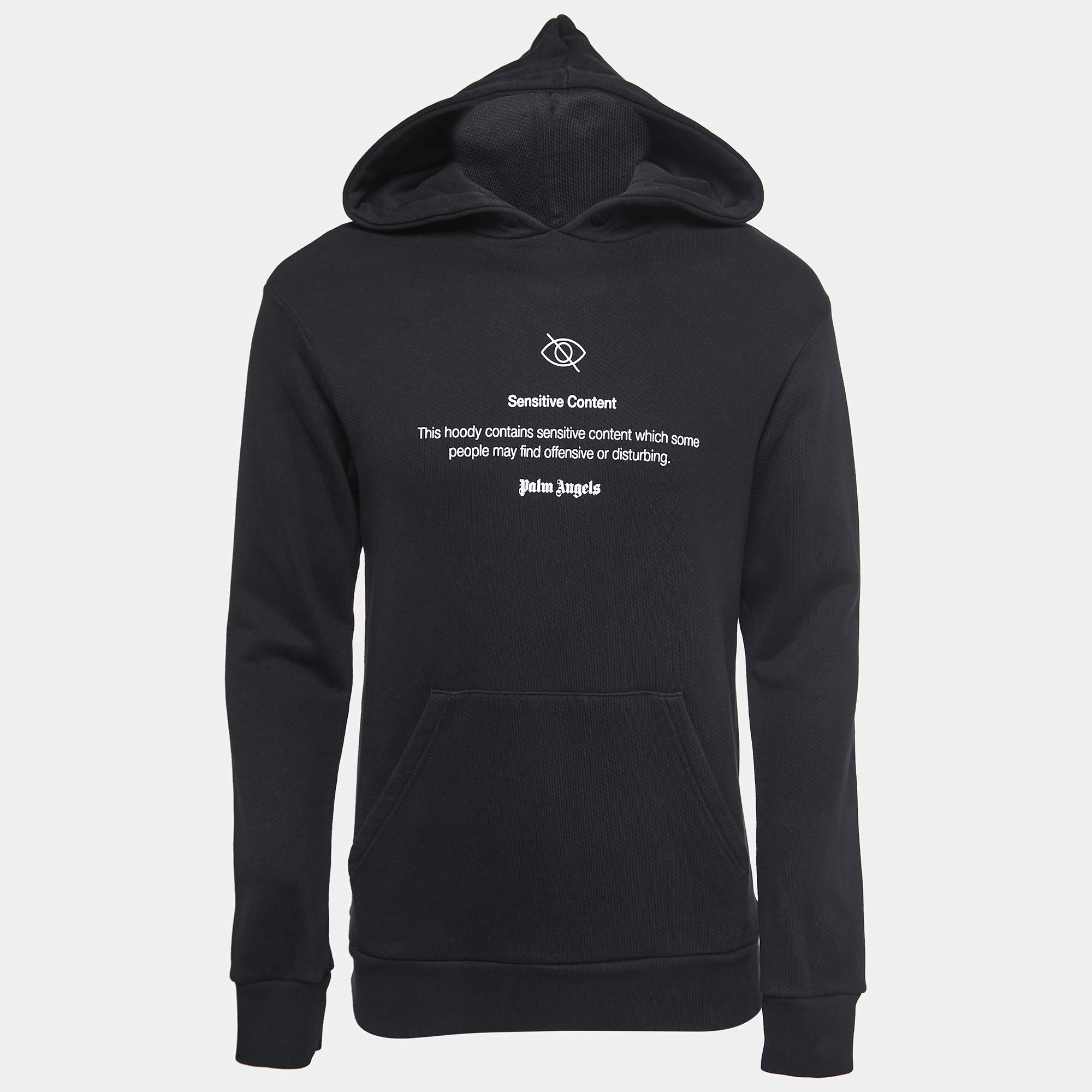 Pre Owned Palm Angels Black Printed Cotton Hoodie S