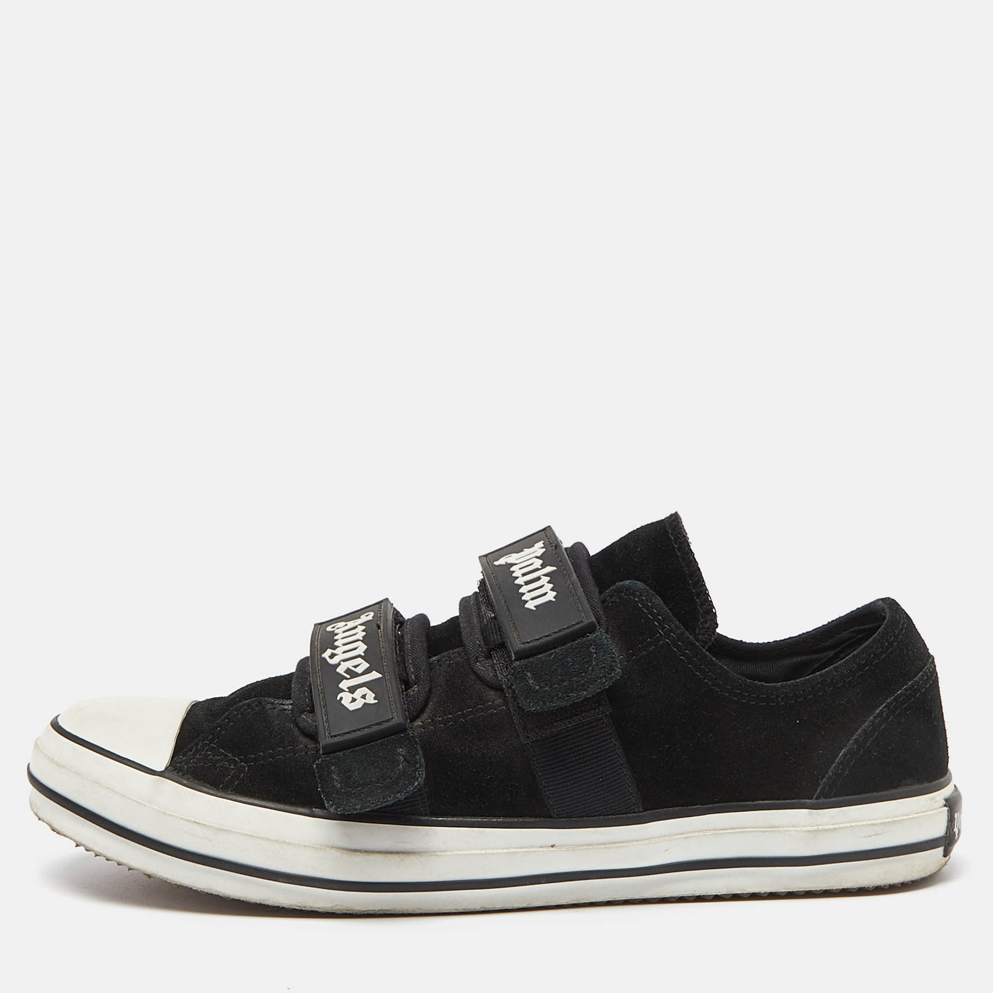 Palm Angels Suede/White Suede Double Velcro Strap Low Top Sneakers Size 41