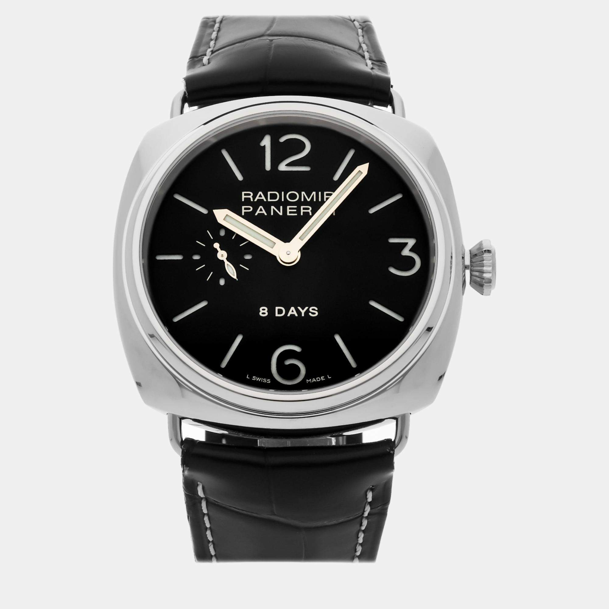 Panerai Black Stainless Steel Radiomir PAM00190 Manual Winding Men's Wristwatch 45 mm