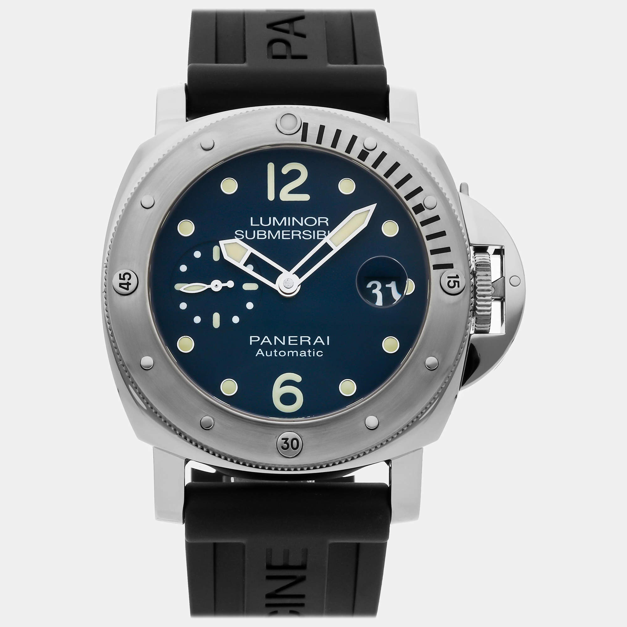 Panerai Blue Stainless Steel Luminor Submersible Automatic Men's Wristwatch 44 mm