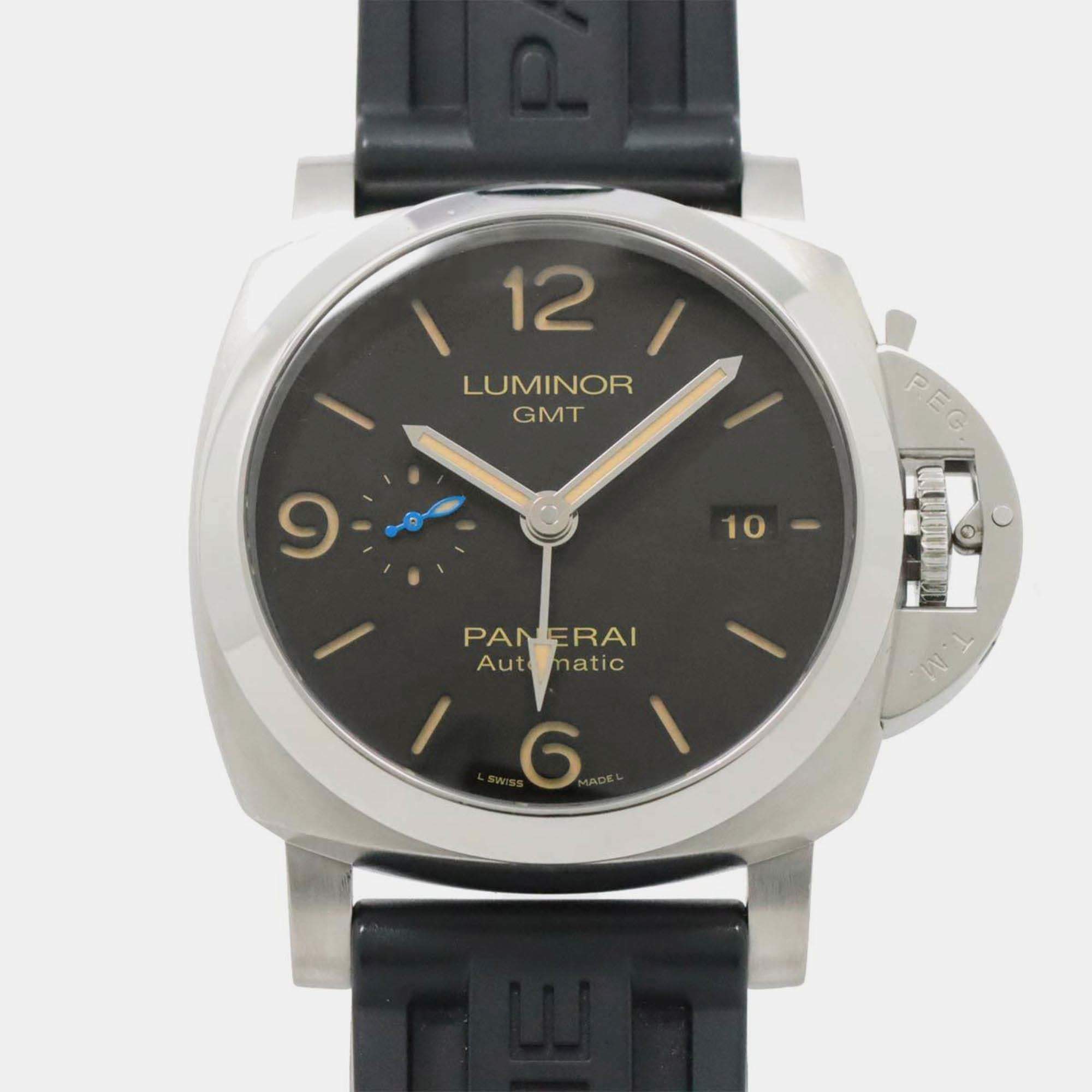 Panerai Black Stainless Steel Luminor PAM01320 Automatic Men's Wristwatch 44 mm