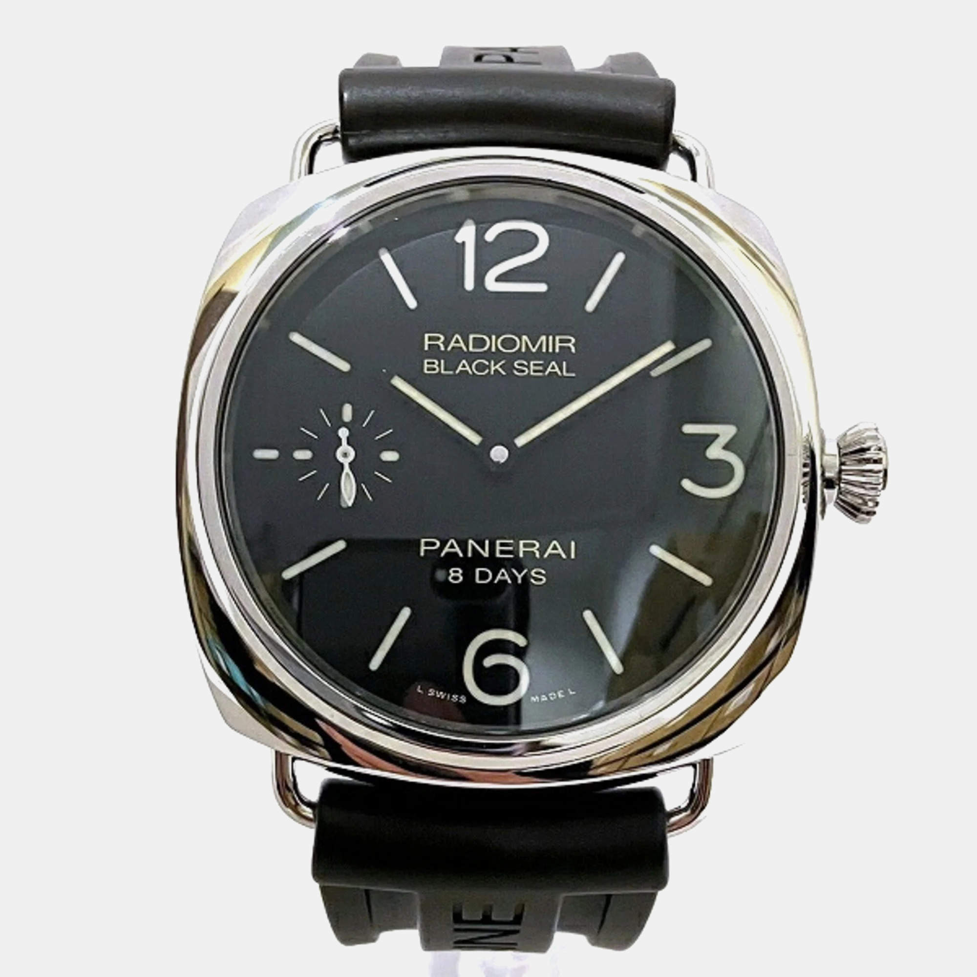 Panerai Black Stainless Steel Radiomir PAM00609 Manual Winding Men's Wristwatch 45 mm