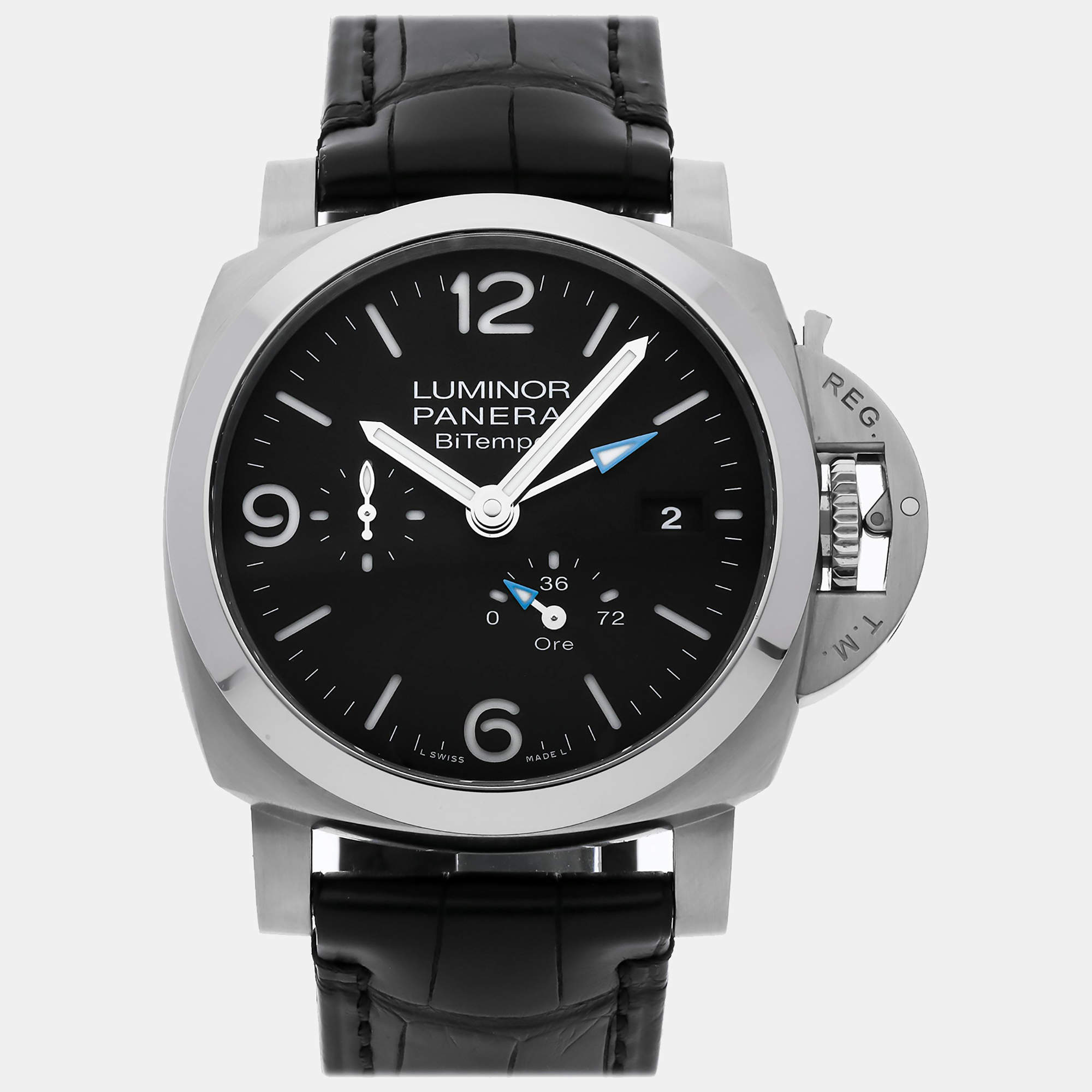 Panerai Black Stainless Steel Luminor PAM01360 Automatic Men's Wristwatch 44 mm