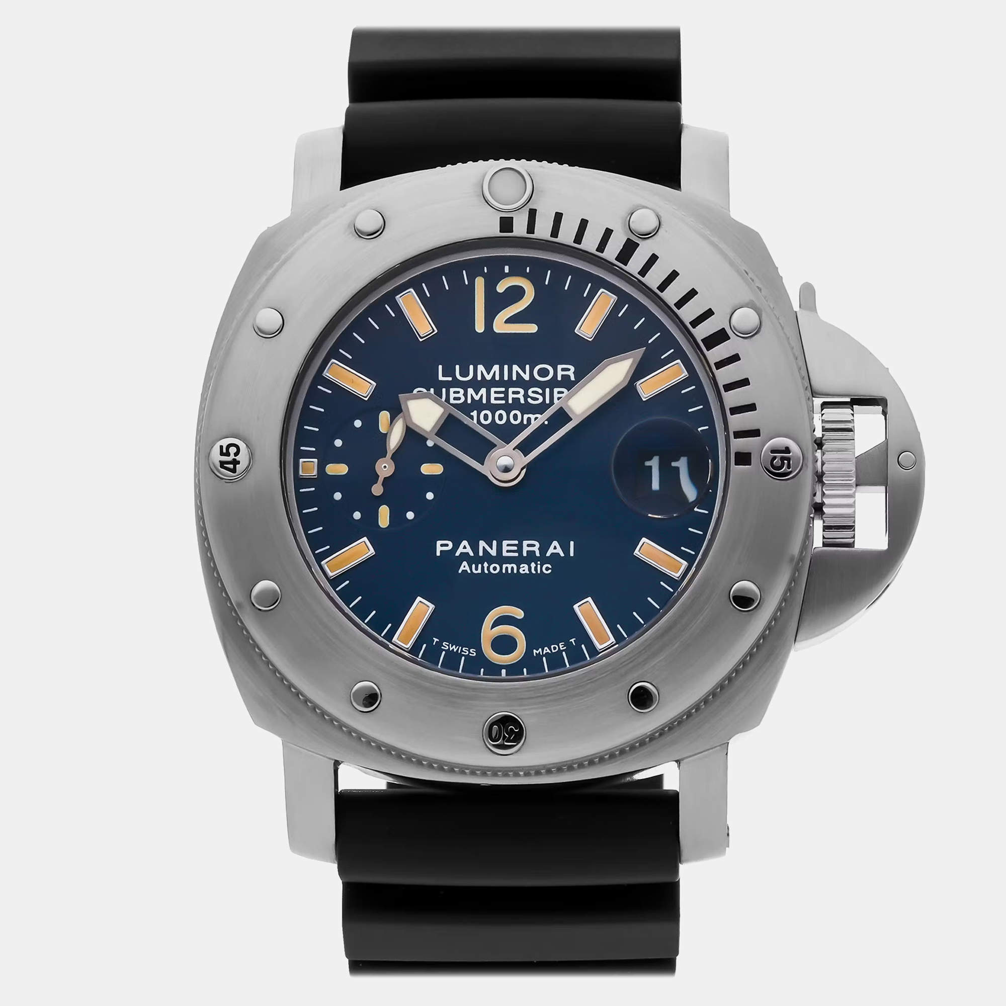 Panerai Blue Stainless Steel Luminor Submersible PAM00087 Automatic Men's Wristwatch 44 mm