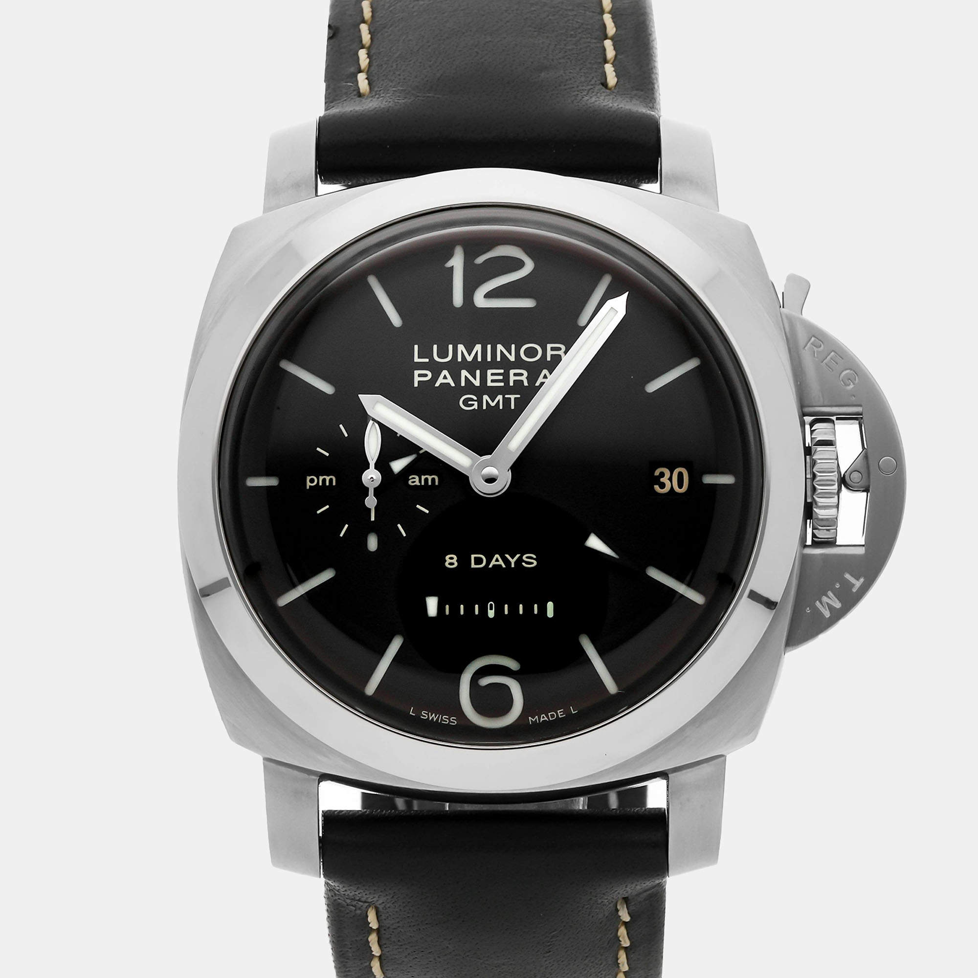 Panerai Luminor 1950 8 Days GMT Acciaio PAM 233 Manual Winding Men's Wristwatch 44MM