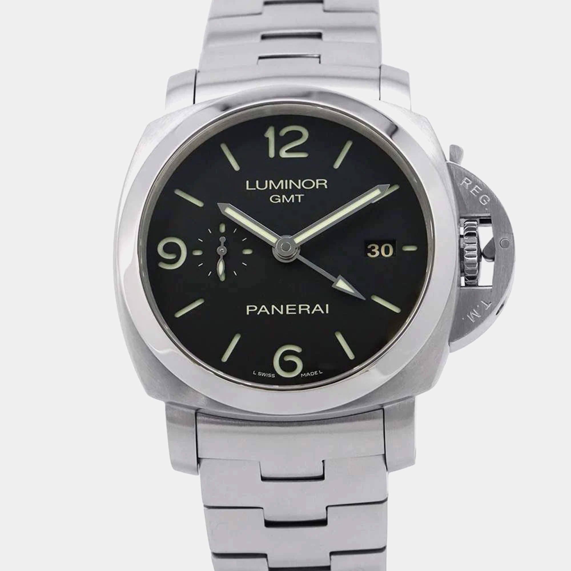 Panerai Black Stainless Steel Luminor PAM00329 Automatic Men's Wristwatch 44 mm